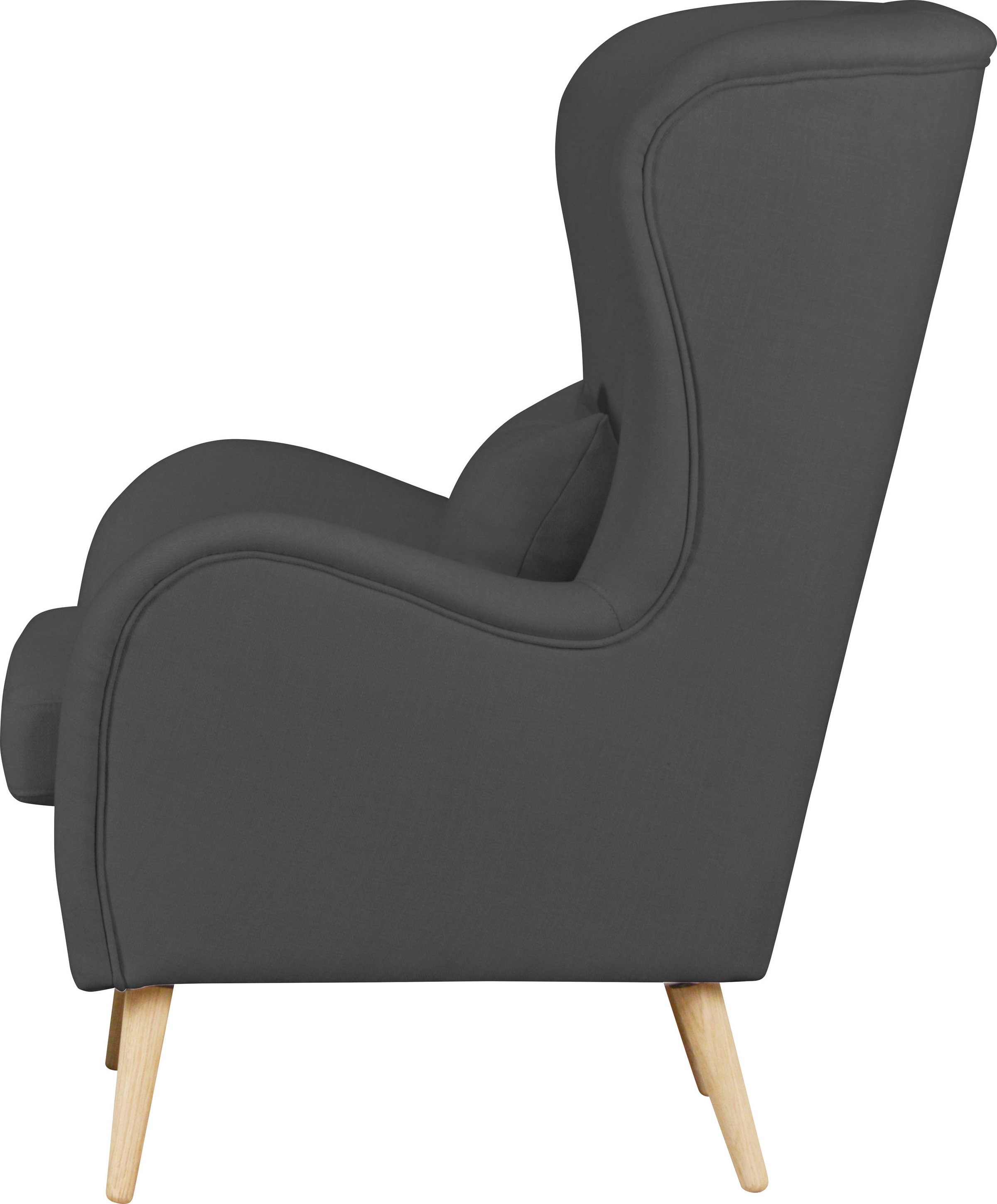 Sessel HOME AFFAIRE "Sallito, Ohrensessel, TV-Sessel", grau, B:76cm H:109cm T:85cm, Struktur Hahnentritt (67% Polypropylen, 33% Polyester);Samtoptik (100% Polyester);Fellimitat (100% Polyester);Samtcord (92% Polyester, 8% Polyamid);Struktur (100% Polyeste 3
