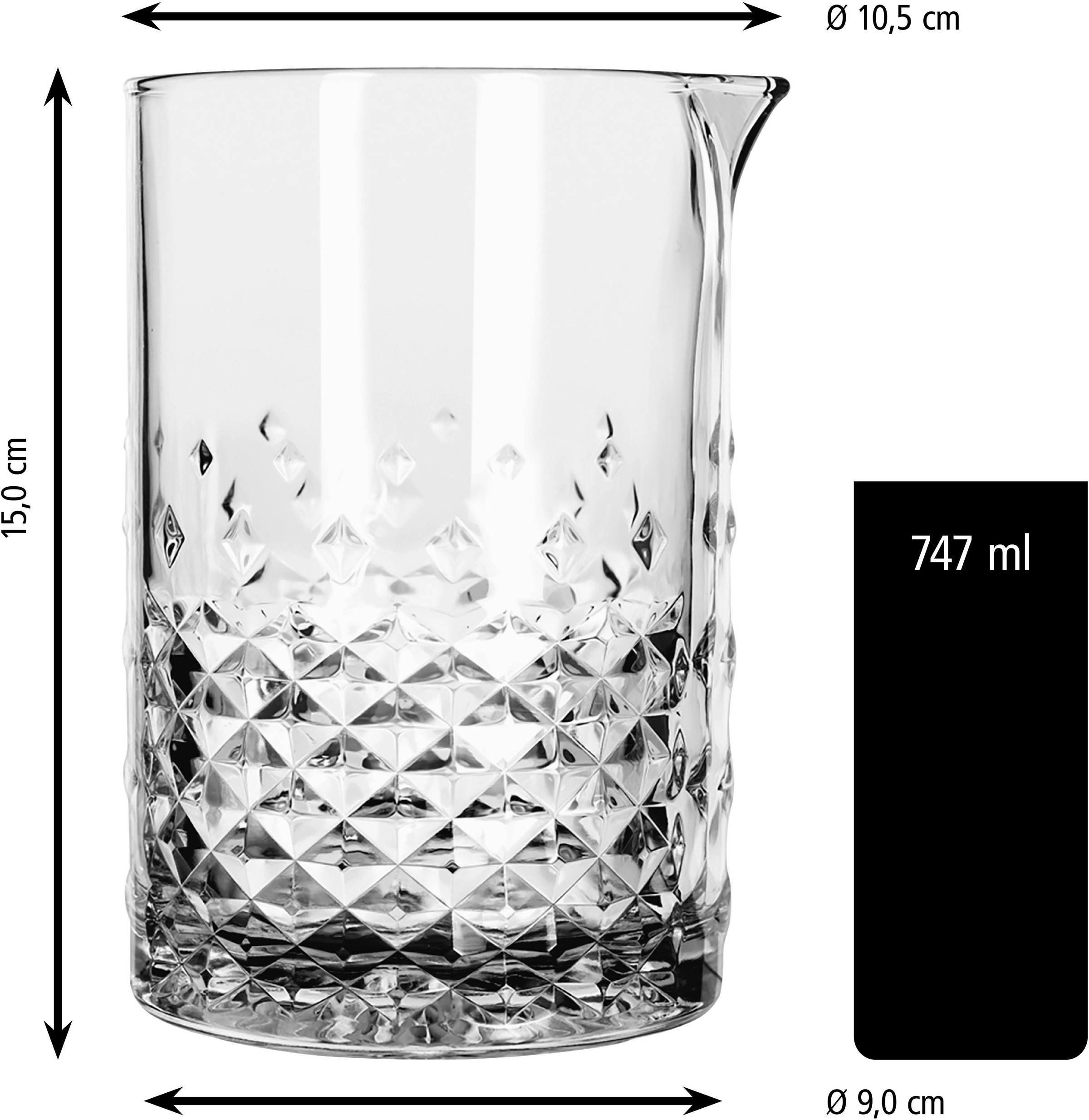 LIBBEY Gläser-Set »Libbey, Rührglas, 6er Set -OCULAR-«, (Set, 6 tlg.), Fassungsvermögen von ca. 748 ml, mit integriertem Ausguss