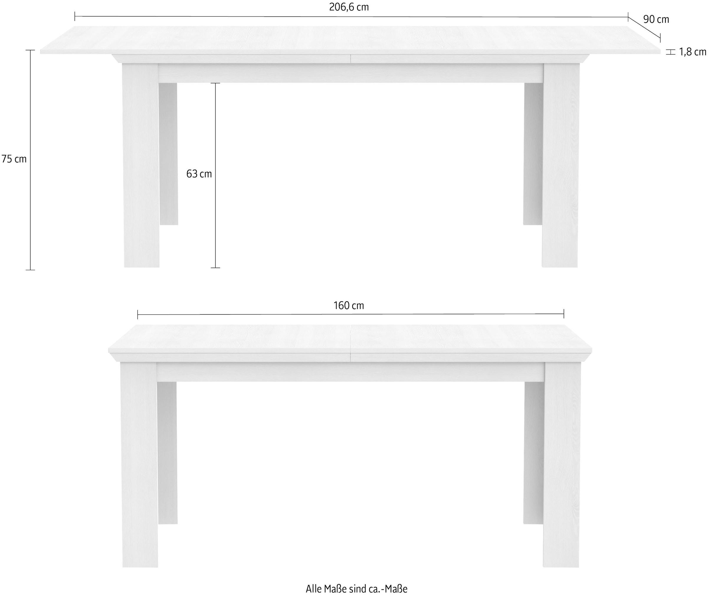 FORTE Esstisch, Ausziehbar von 160-206 cm