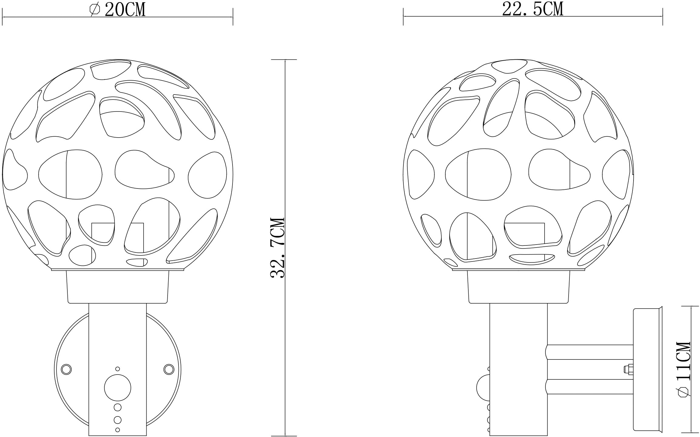 GLOBO LIGHTING Außen-Wandleuchte »HILARIO« E27 1 Stk. Außenleuchte mit Sensor für Garten & Eingang