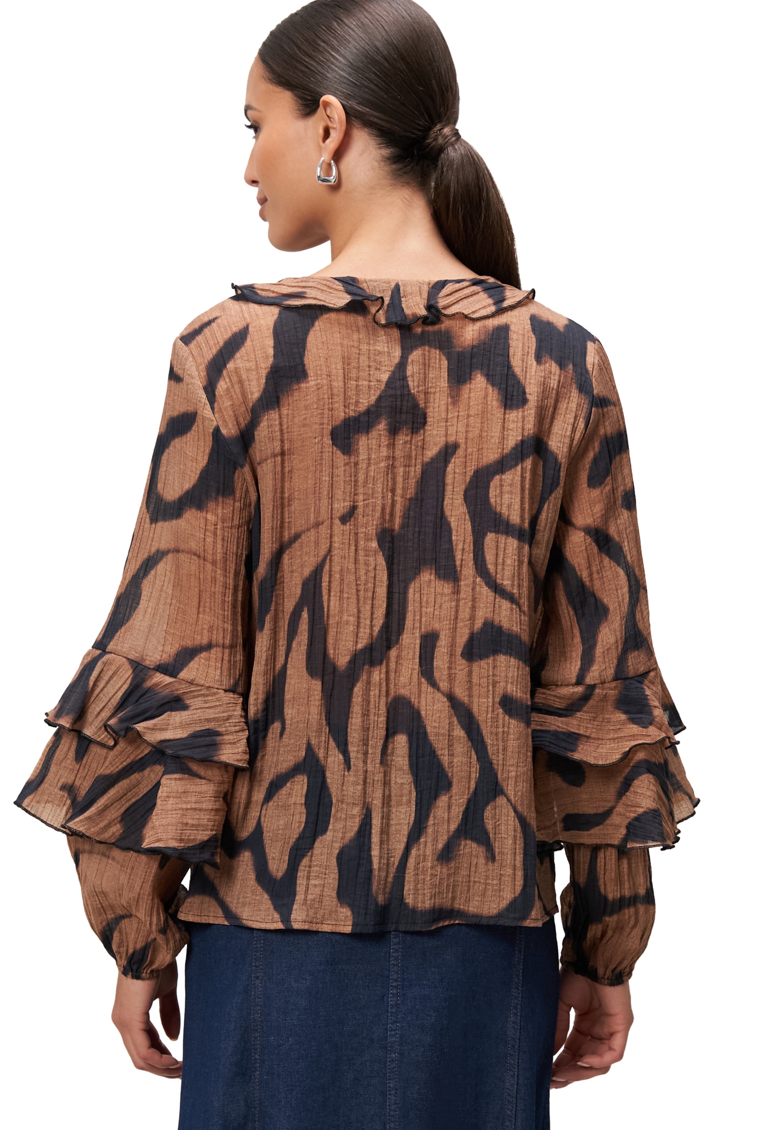Zero Crinklebluse »zero Damen Crinkle-Bluse mit Volants«