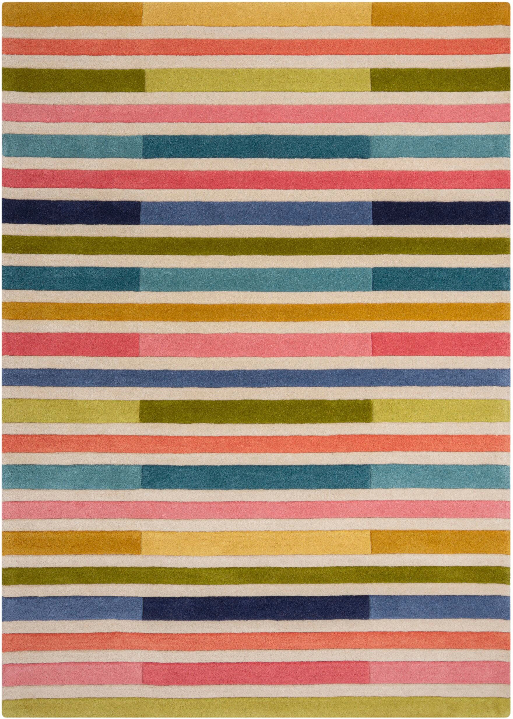 FLAIR RUGS Wollteppich »Piano«, rechteckig, 10 mm Höhe, gestreift, rechteckig