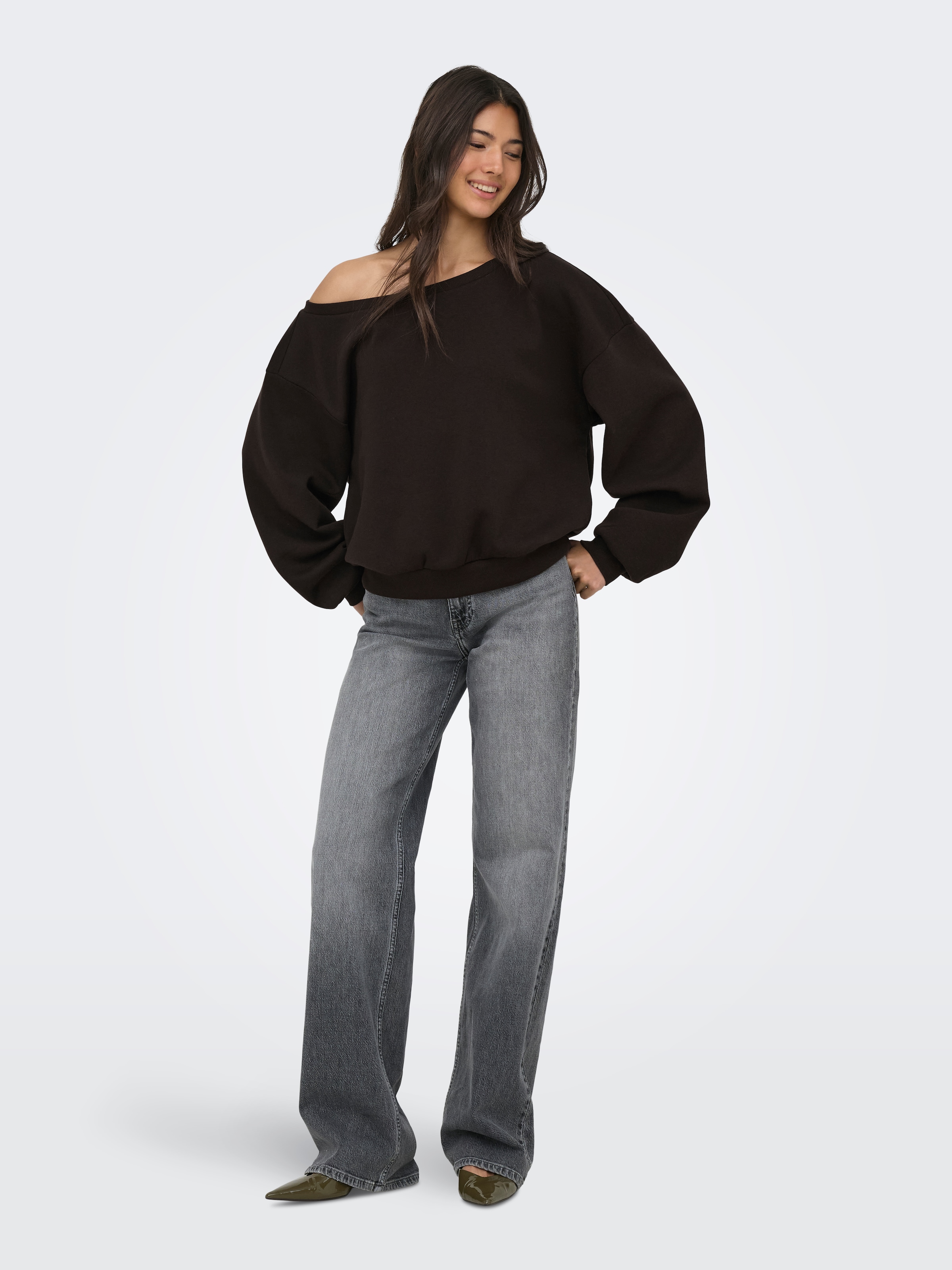 ONLY Sweatshirt »ONLRHINA L/S ONE SHOULDER NOOS SWT«, Baumwollmischung, oversize
