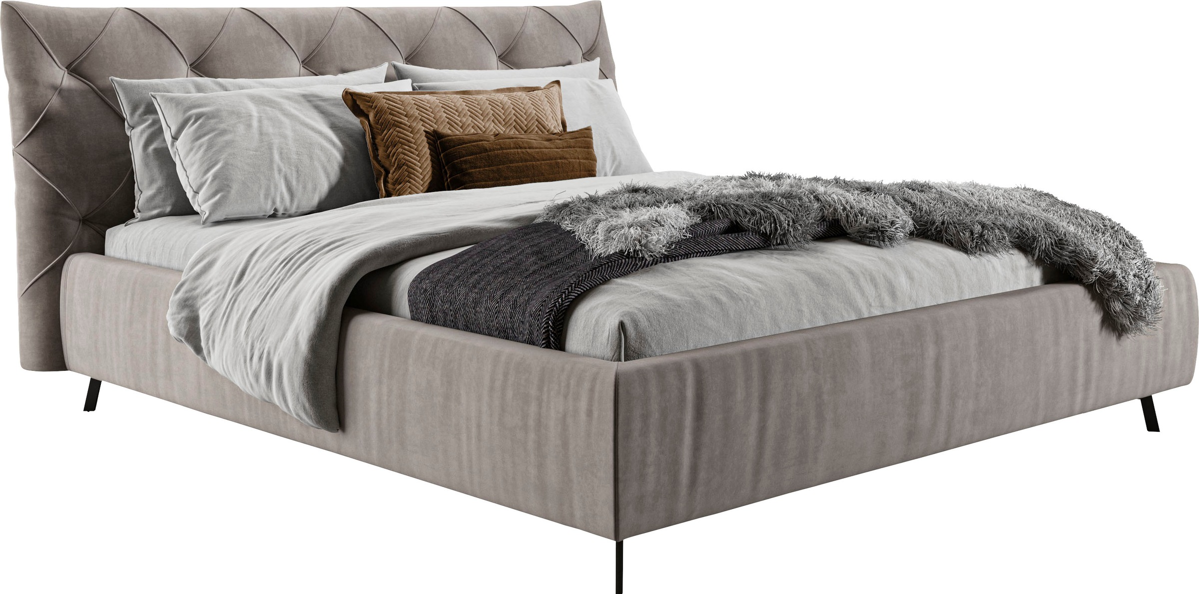 Home affaire "Elloree, in 4 Breiten bis 200cm, auch in Leder" Kopfteilhöhe 105 cm, belastbar bis 280 kg, auch in Überlänge 220cm