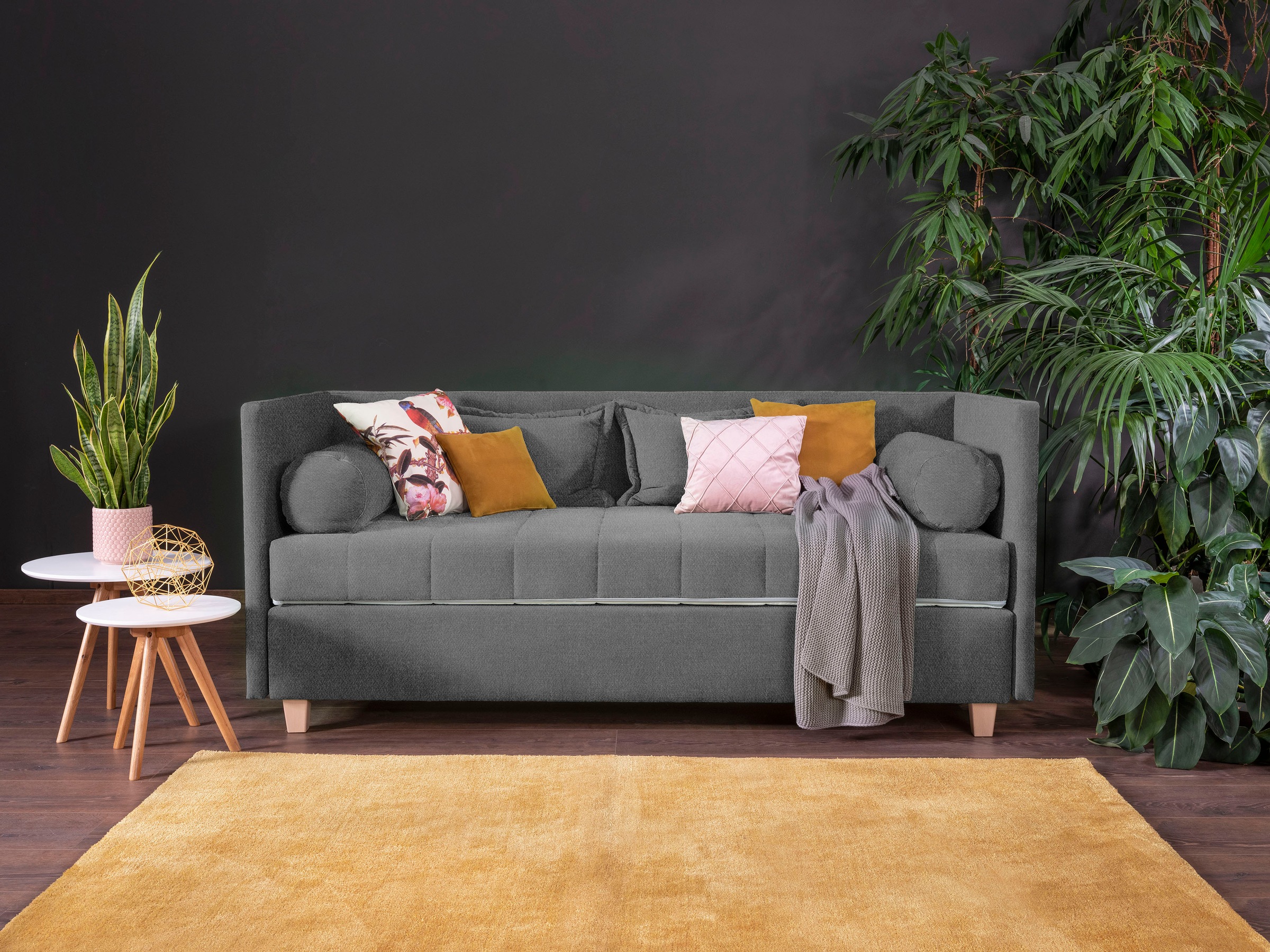 alina Schlafsofa »Kona«, 7-Zonen Taschenfederkernmatratze, Zierkissen-Set und Schlummerrollen
