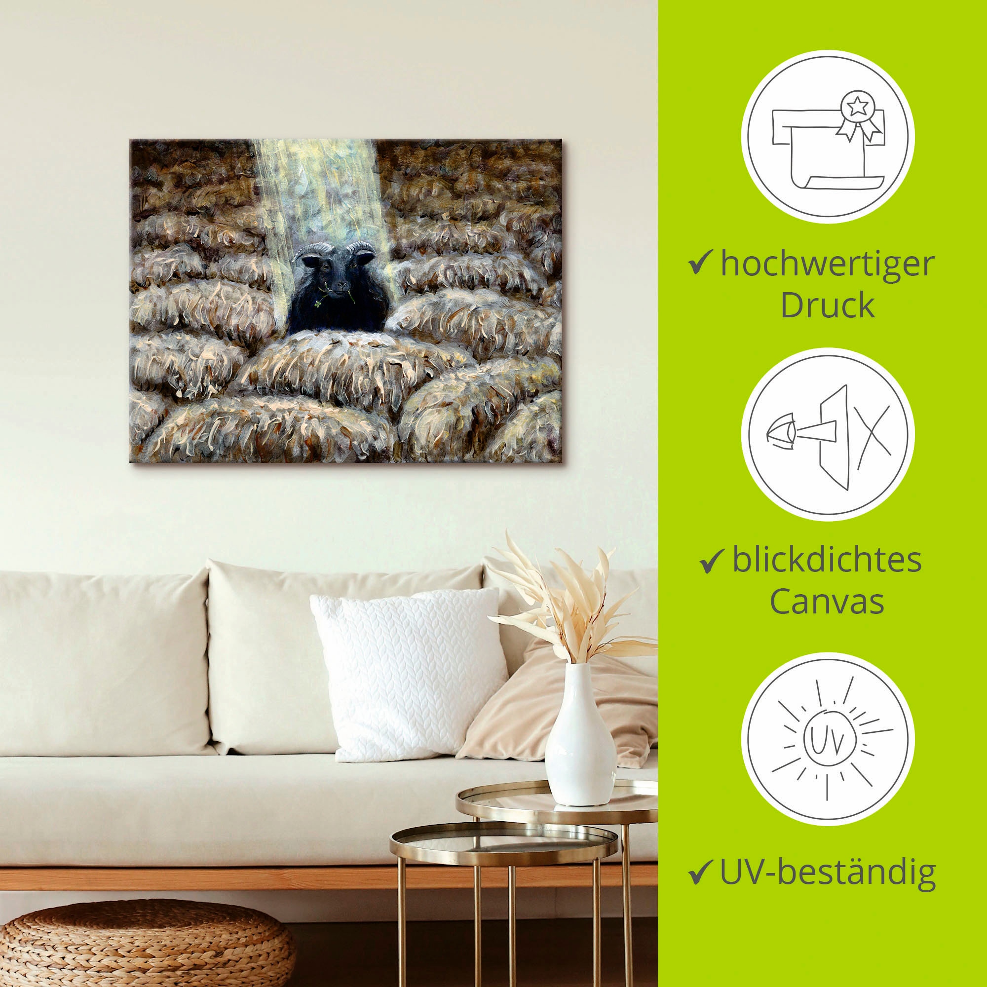 Artland Wandbild »Schwarzes Schaf«, Haustiere, (1 St.), als Leinwandbild in verschied. Größen