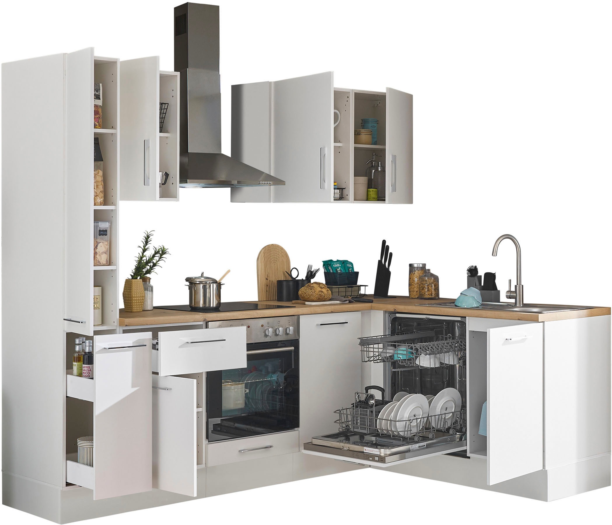 BASIC by Balculina Winkelküche »Turin«, Stellbreite 250x175 cm, wahlweise mit E-Geräten