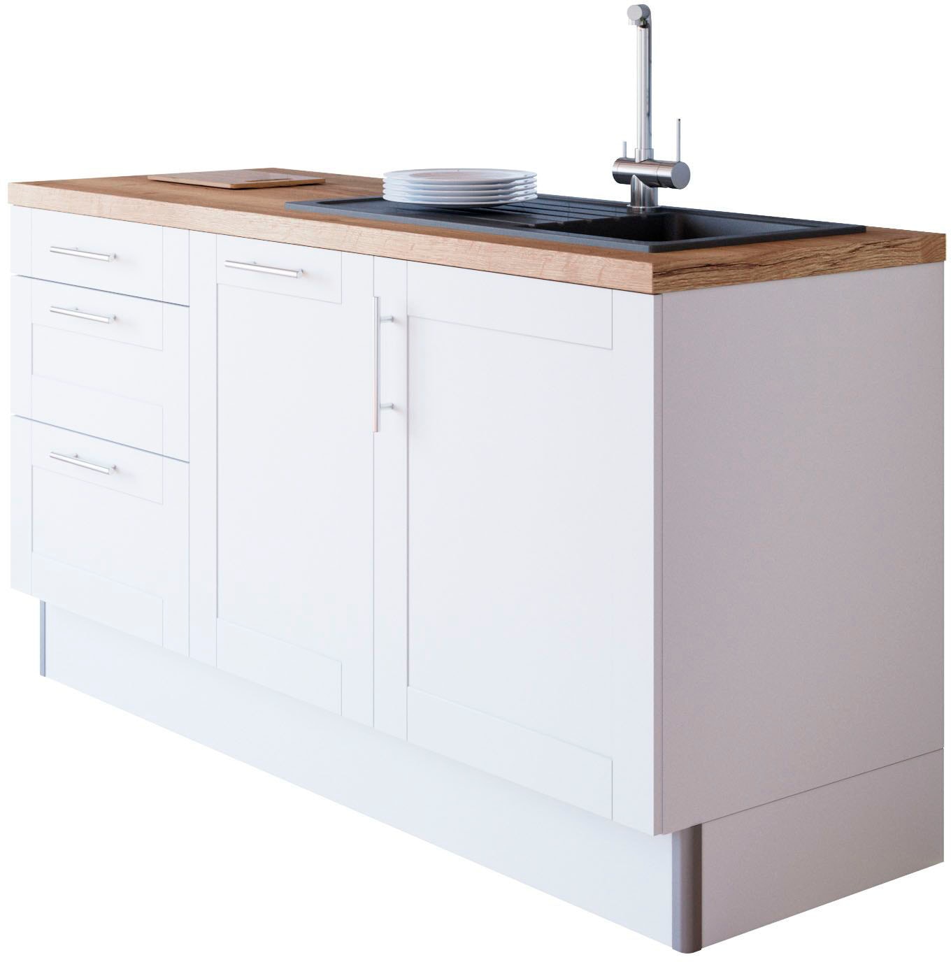 KOCHSTATION Küche »KS-Ahus« 180 cm breit, wahlw.mit E-Geräten, Soft Close Funktion, MDF Fronten