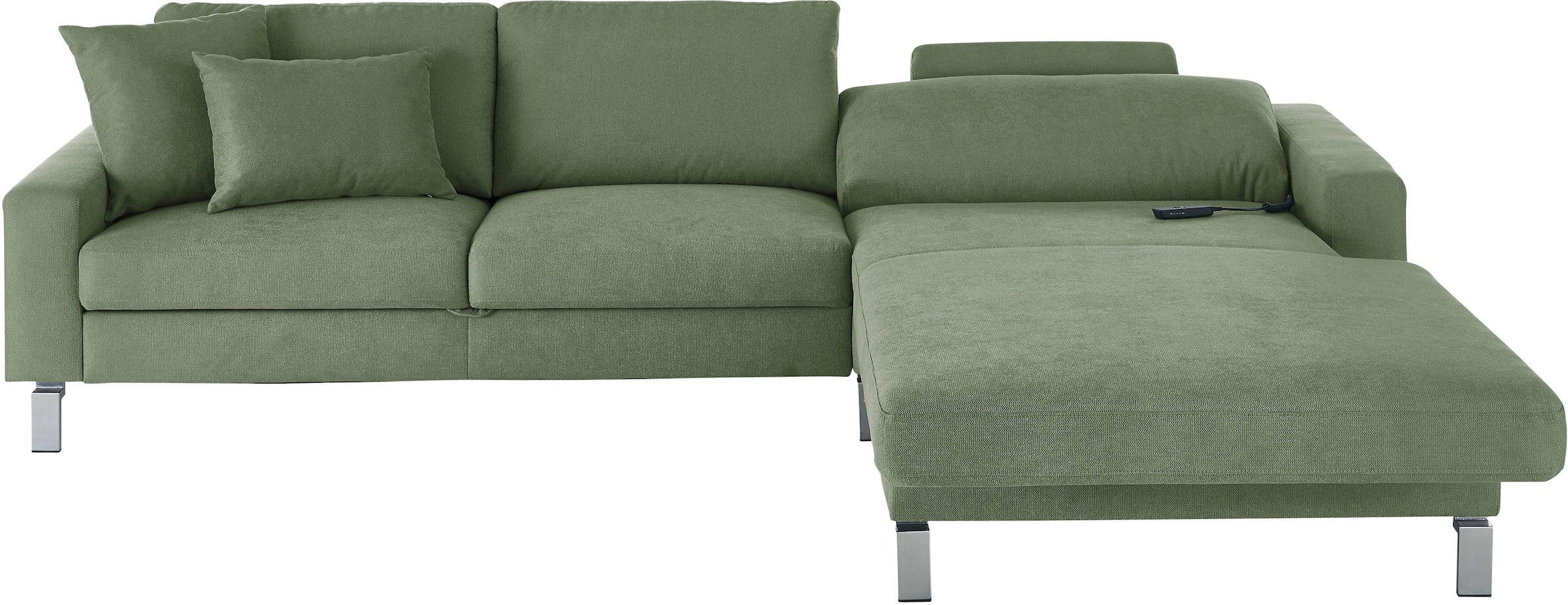 3C Candy Ecksofa »Lecce, wahlweise PUR-Schaumstoff oder Tonnentaschenfederkern«, Bett im 2,5-Sitzer, teilmotorische Schlaffunktion im Longchair, L-Form