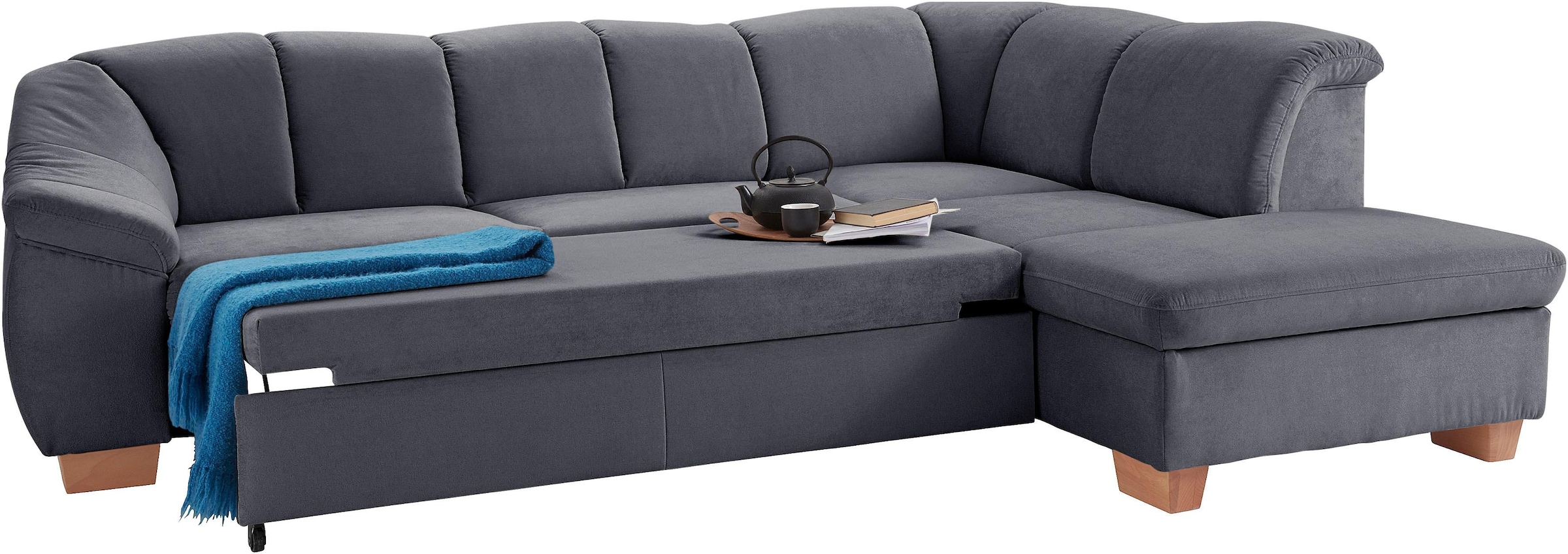 sit&more Ecksofa »Santo L-Form«, mit Federkern, wahlweise mit Bettfunktion und Stauraum