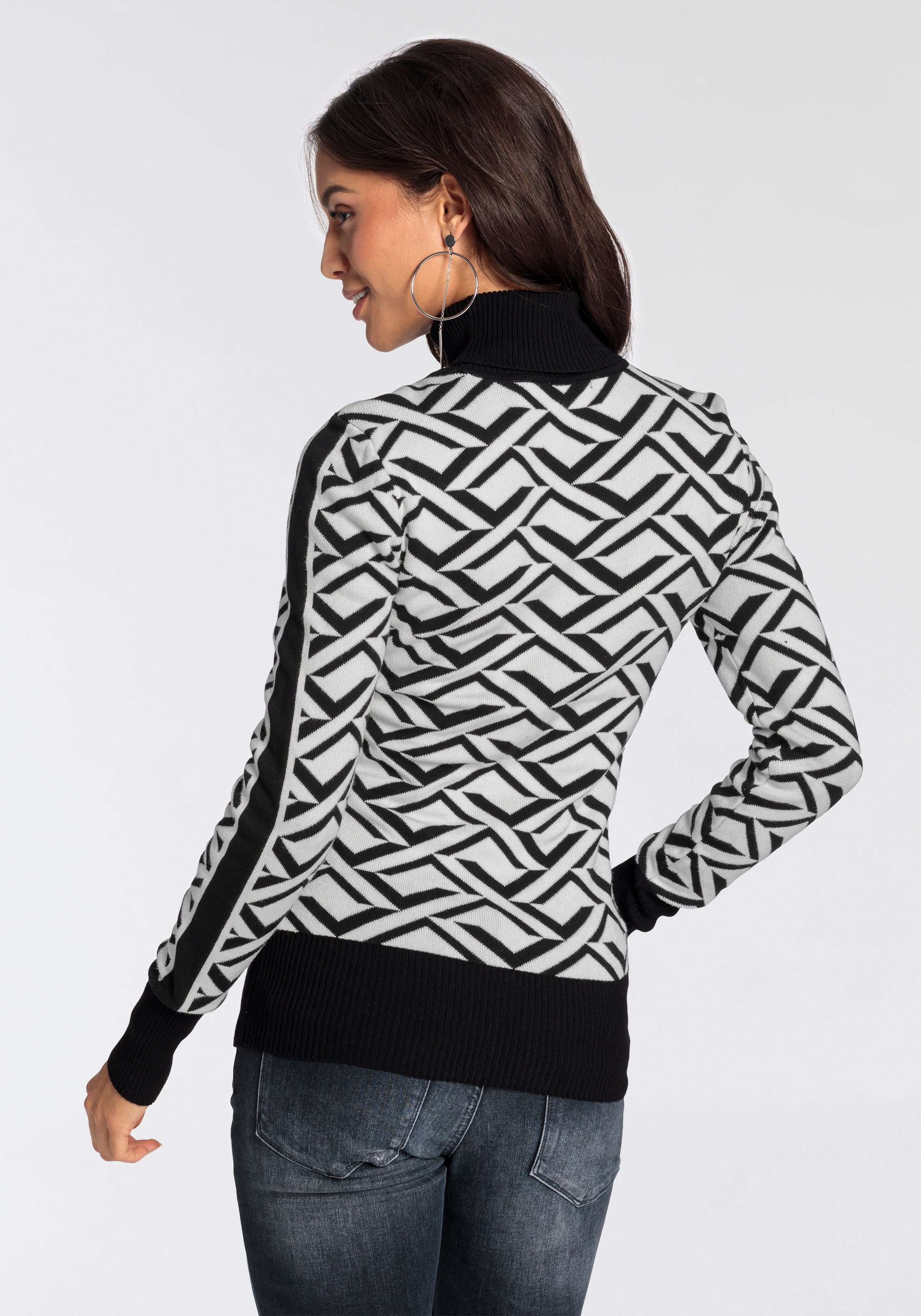Melrose Rollkragenpullover mit Jacquard-Muster günstig online kaufen