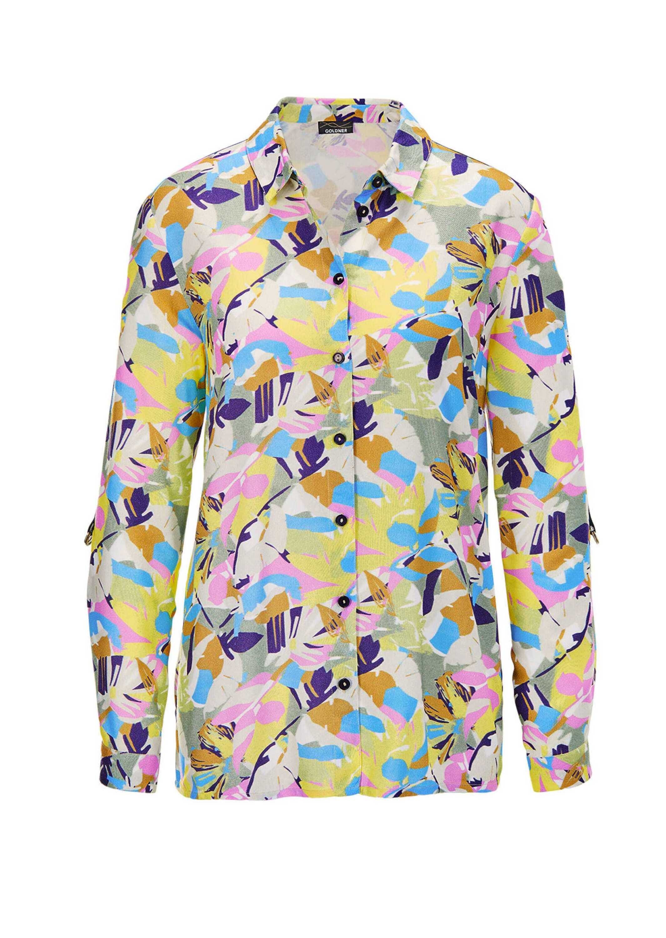 GOLDNER Hemdbluse "Kurzgröße Druckbluse aus hochwertiger Viskose" mit Seite günstig online kaufen
