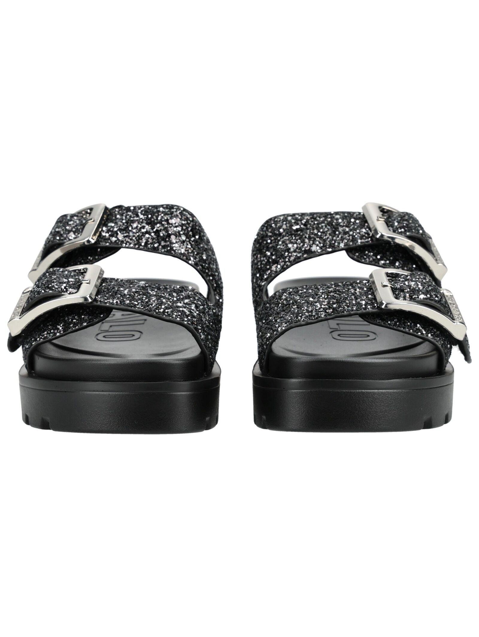 Pantolette BUFFALO "Buffalo Pantoletten Lederimitat", Damen, Gr. 37, schwarz, weiß, Lederimitat, Schuhe Pantolette 2