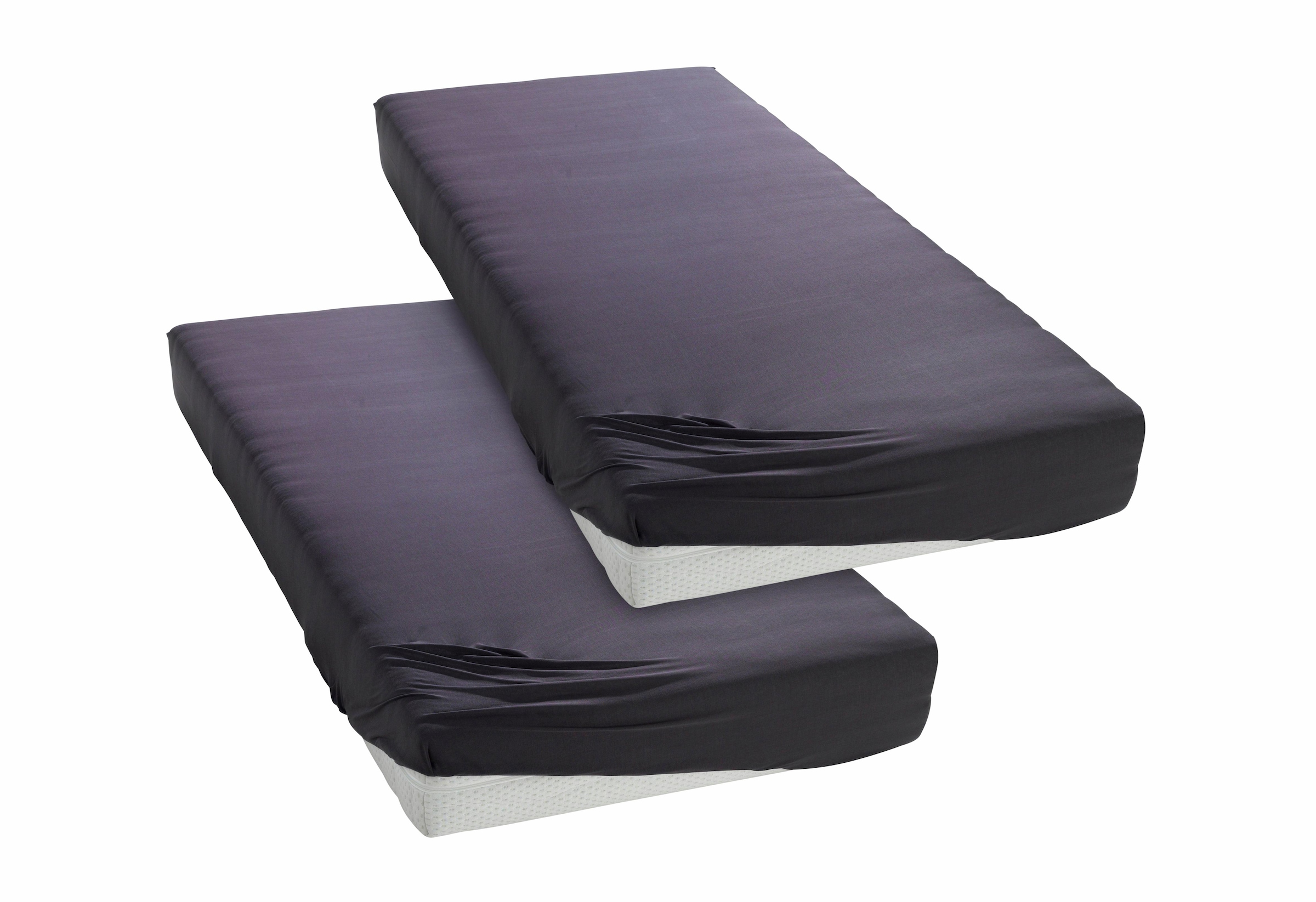 Spannbettlaken MY HOME, B:90cm L:200cm, grau, Microfaser-Fleece, Obermaterial: 100% Polyester, Bettlaken, "PAPRIKA", Bettlaken, Laken, in zwei