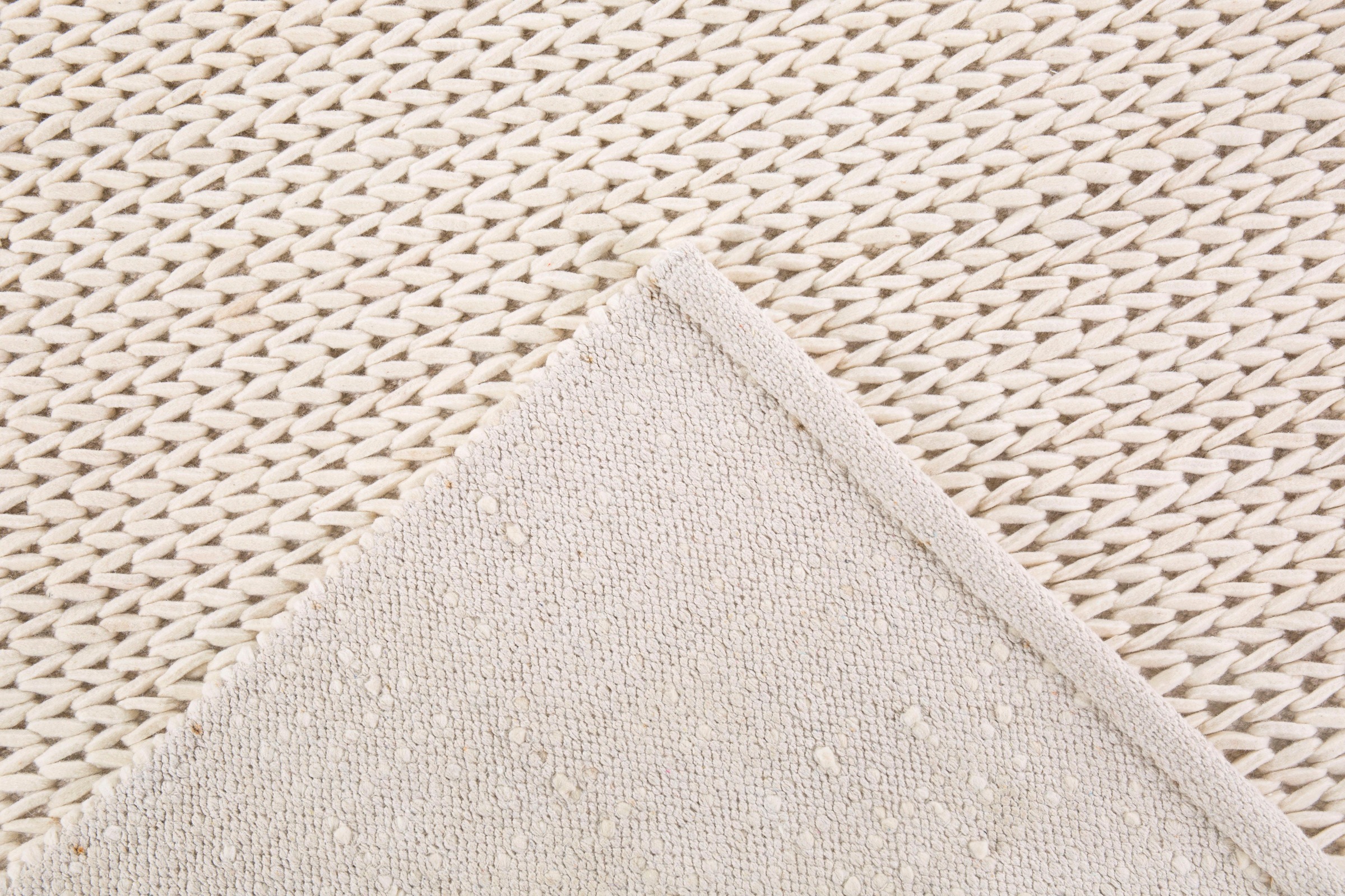 LUXOR living Wollteppich »Morton«, rechteckig, 12 mm Höhe, Handweb Teppich, Filz-Struktur, reine Wolle, handgewebt, Strick-Optik