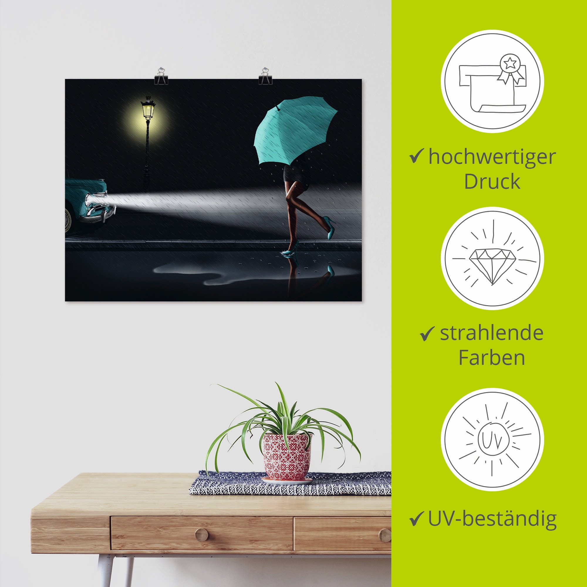 Artland Wandbild »Verregneter Tag 2« Frau 1 Stk. tlg. als Leinwandbild, Poster in verschied. Größen