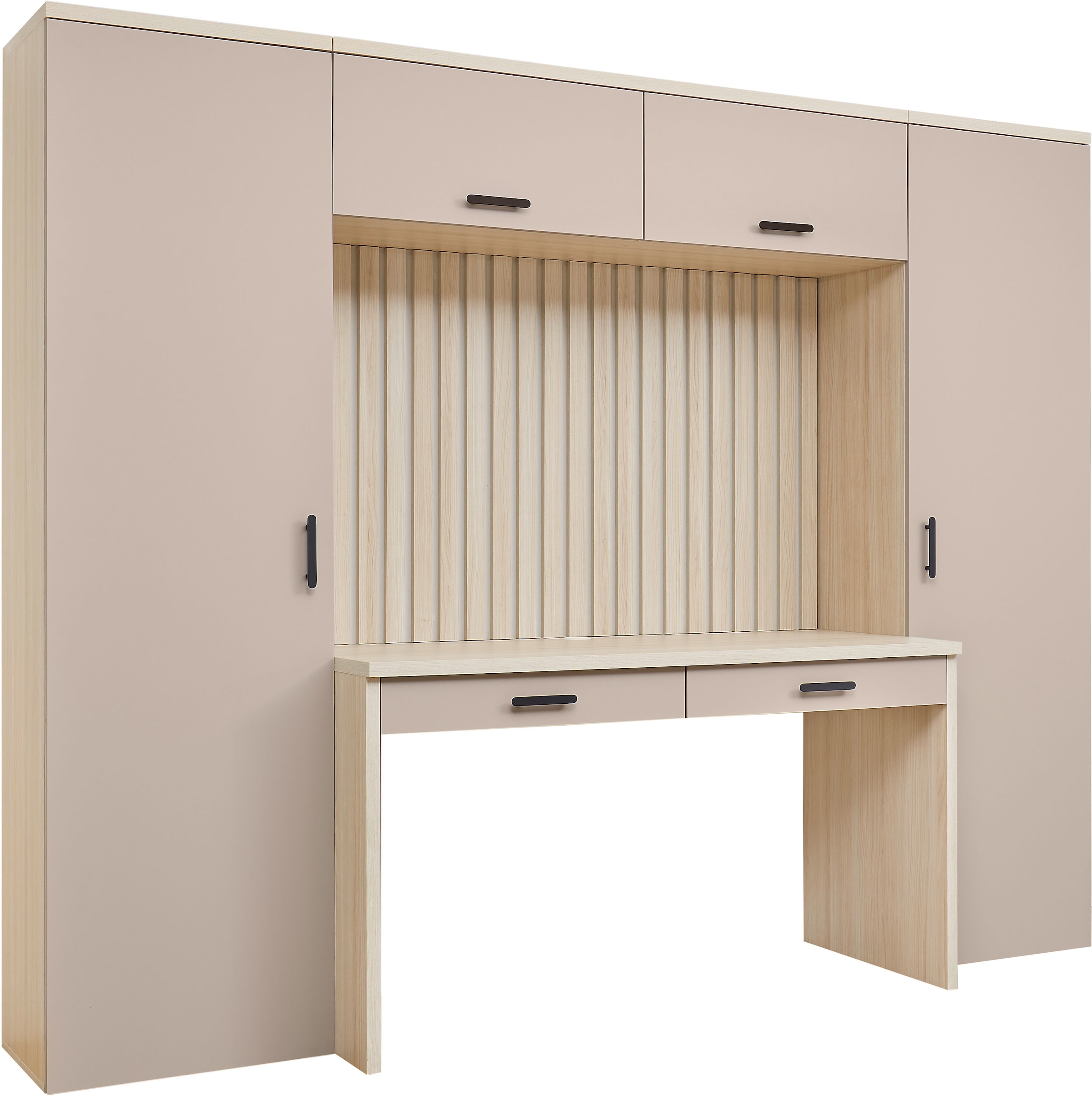BEGA OFFICE Büromöbel-Set »Aragon Bürokombination B/H/T 250x200x60 cm« 4-tlg. Bürokombination, Melaminbeschichtung, Metallgriffe