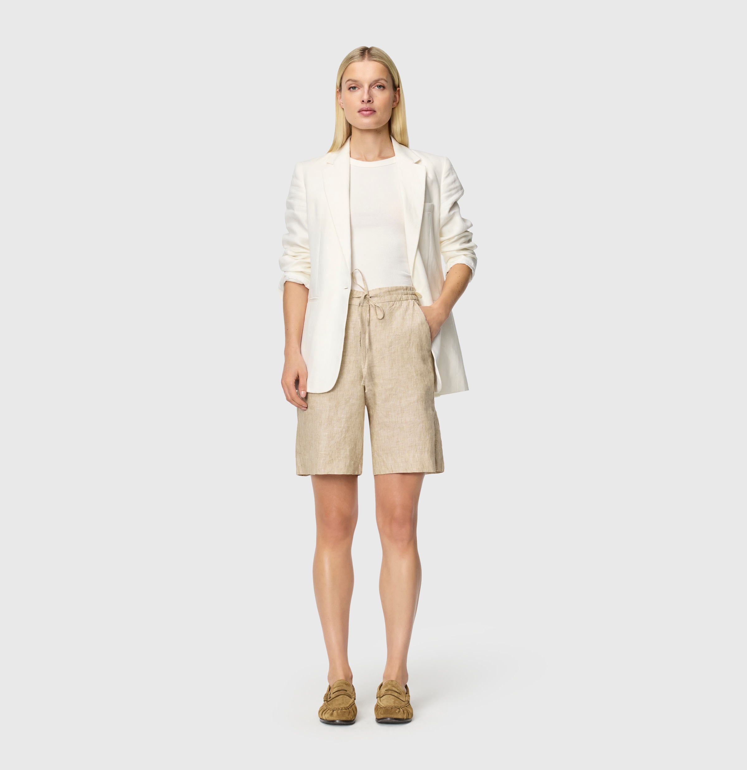 MAC Leinenhose »SANNY«  Shorts, Bermudas mit Gummizug und Kordelzug