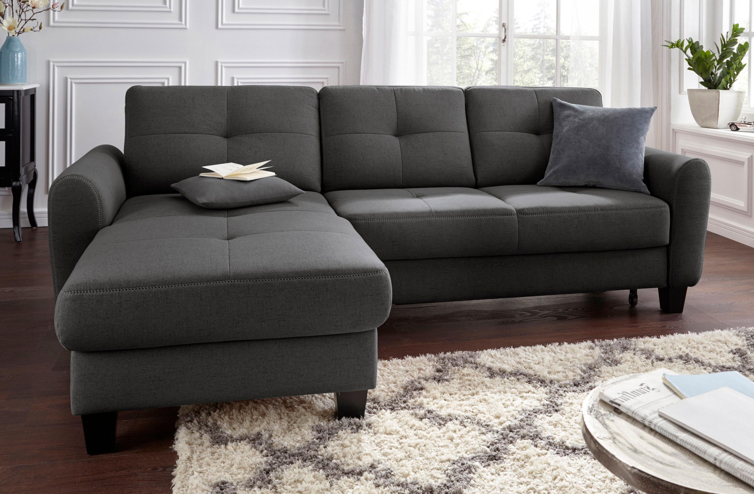 sit&more Ecksofa "Varese L-Form" mit Federkern, wahlweise mit Schlaffunktion und Stauraum