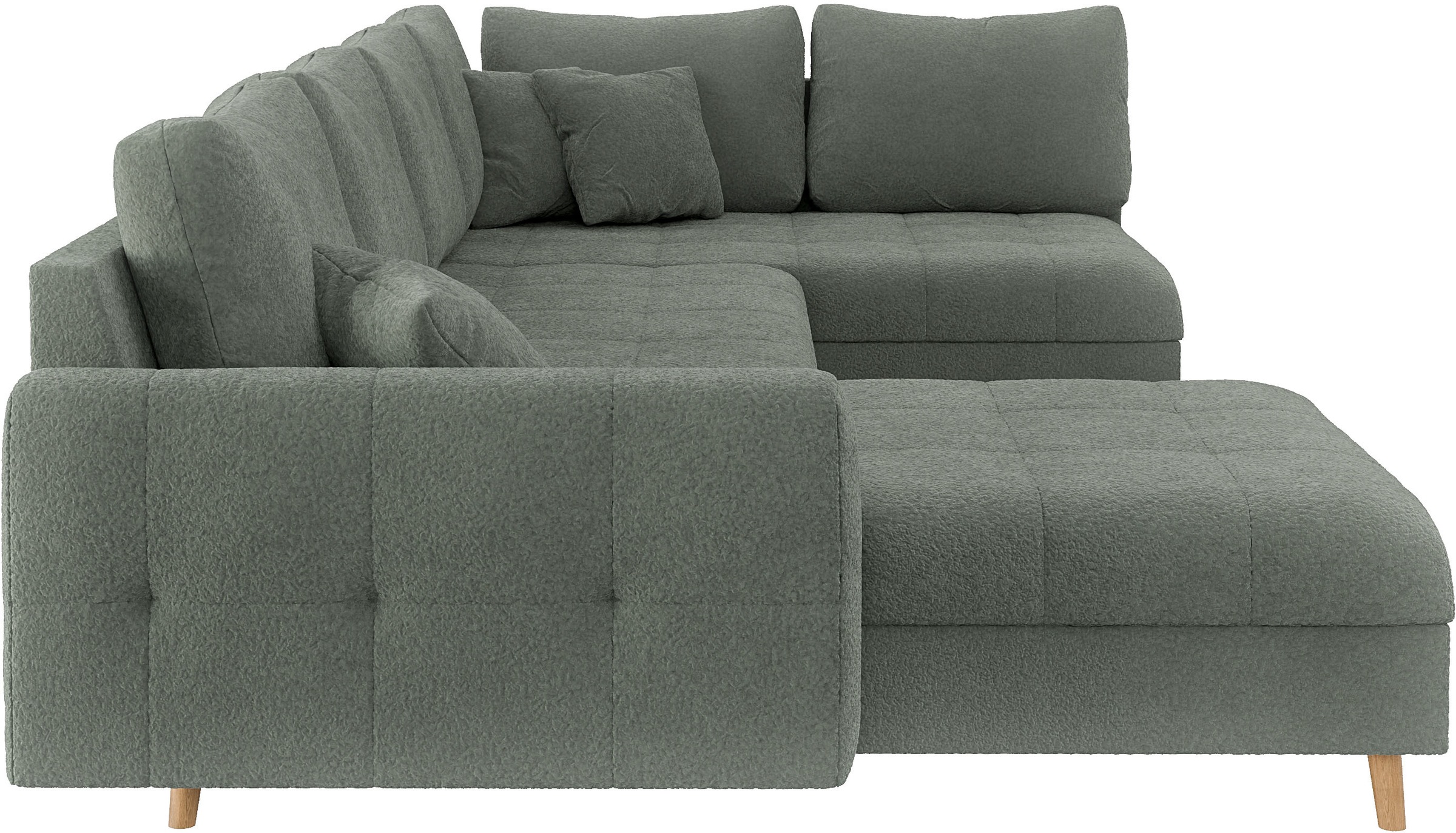 Home affaire Wohnlandschaft »CHARRE U-Form mit Ottomane, Maße B/T/H: 310/161/81 cm«, feine Steppung, lose Rücken- und Zierkissen, auch in Cord und Bouclé