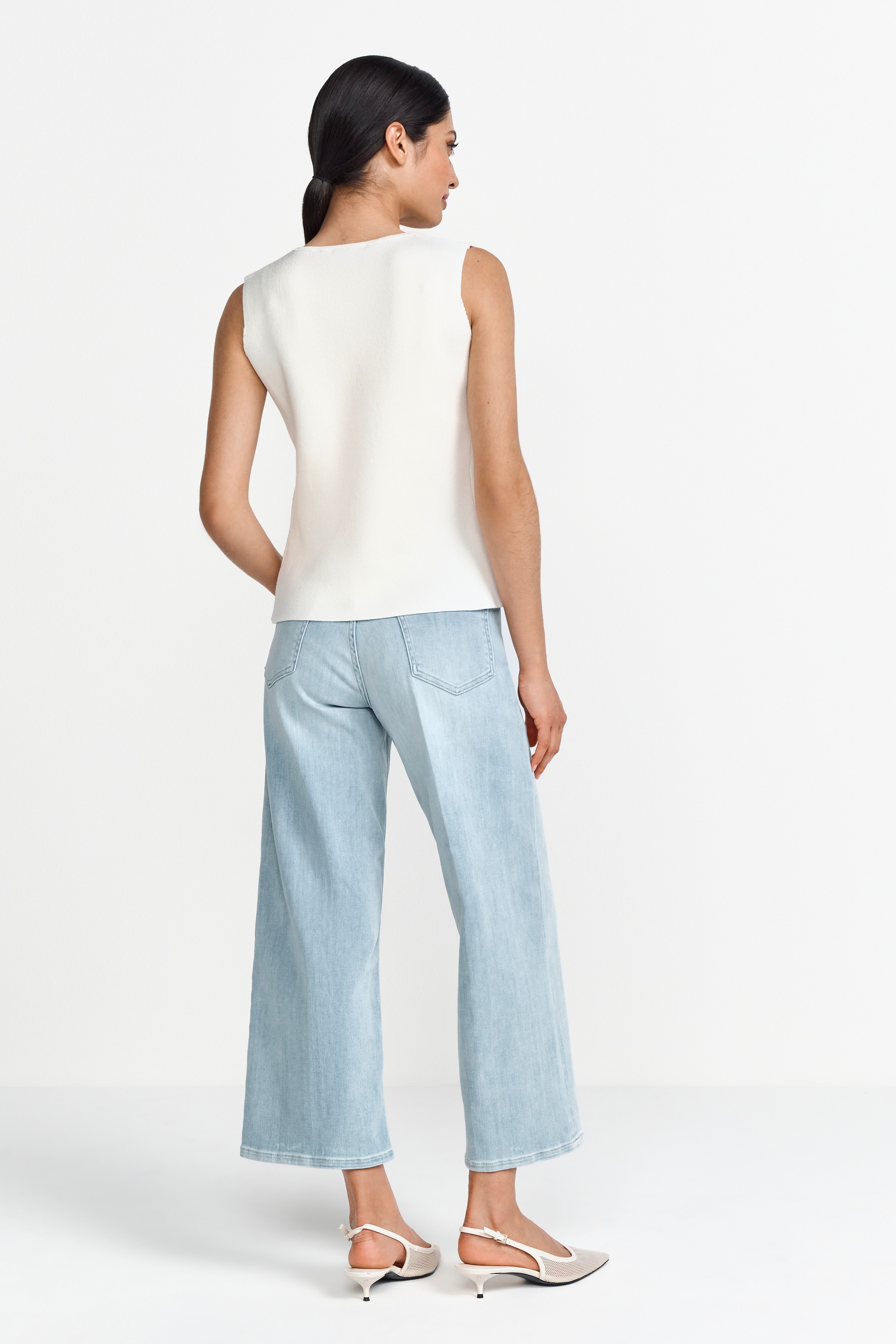 RICHROYAL 7/8-Jeans, Culotte Light Blue Satin Denim