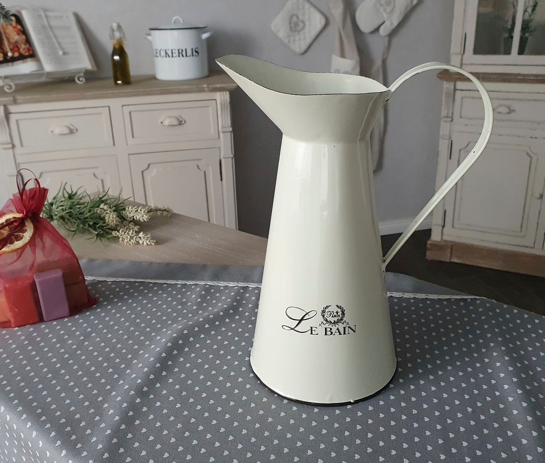 Ambiente Haus Kanne "Krug aus Emaille in Antikcreme (H) 26 cm" 1 Stk. tlg. günstig online kaufen