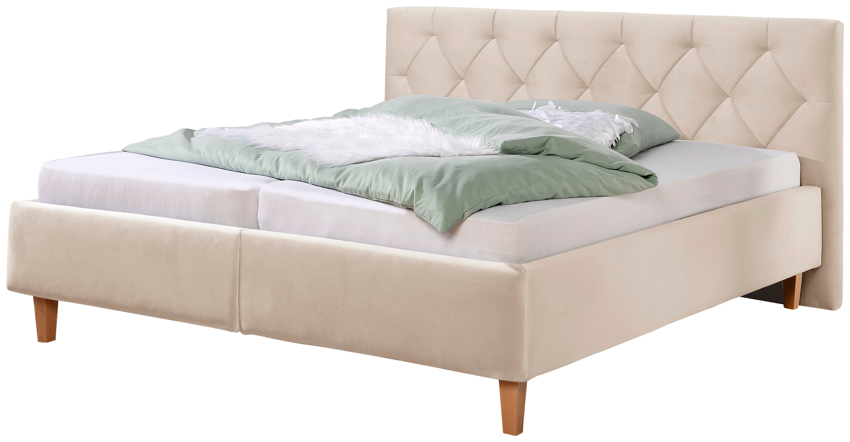 Home affaire Polsterbett "Sunley 100" Kreuzsteppung, Kopfteilhöhe 102 cm, ohne oder mit Matratze/Lattenrost