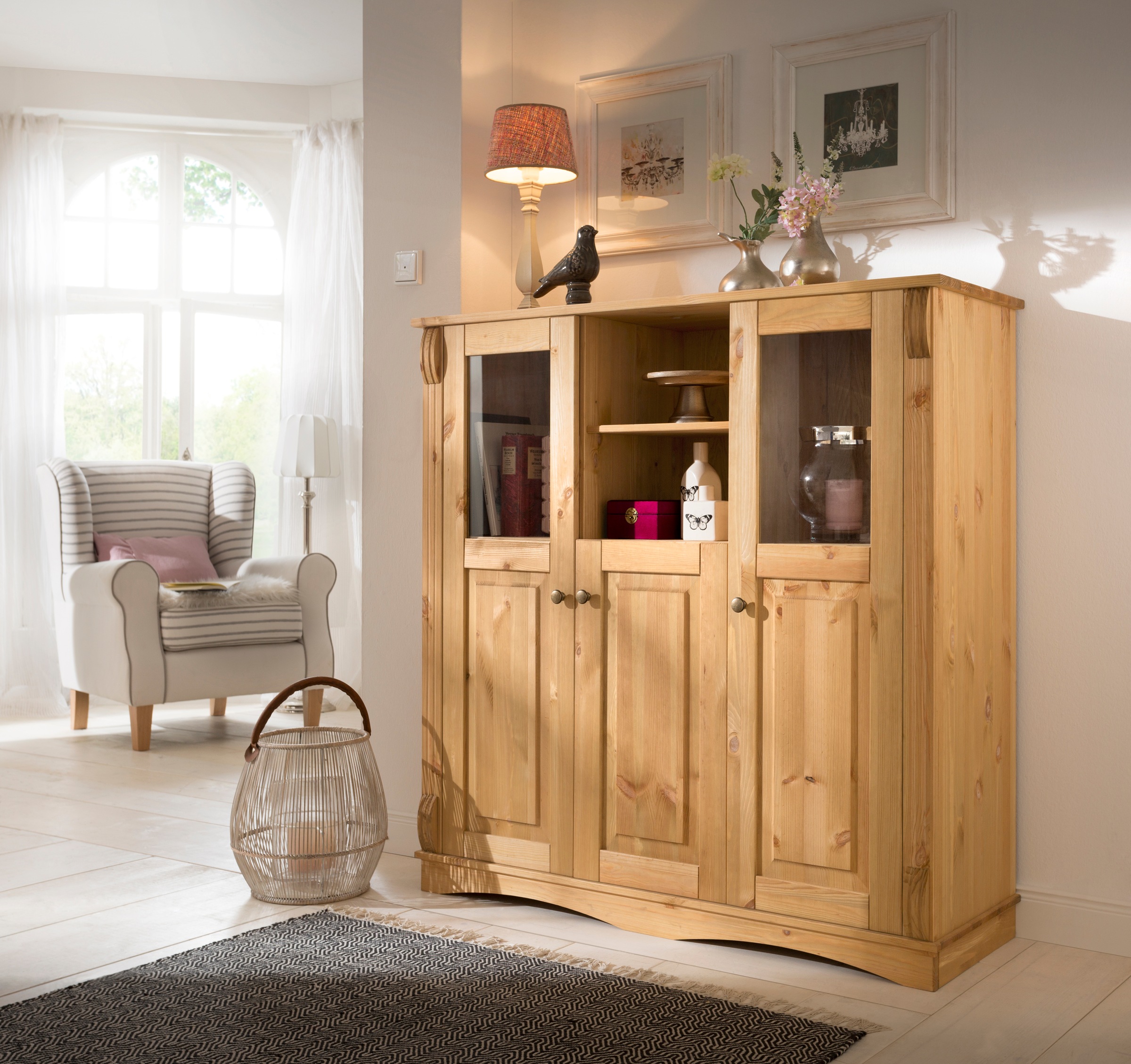 Home affaire Highboard "Teresa", (Maße (B/T/H): 119/40/120 cm), Vitrine, Tü günstig online kaufen