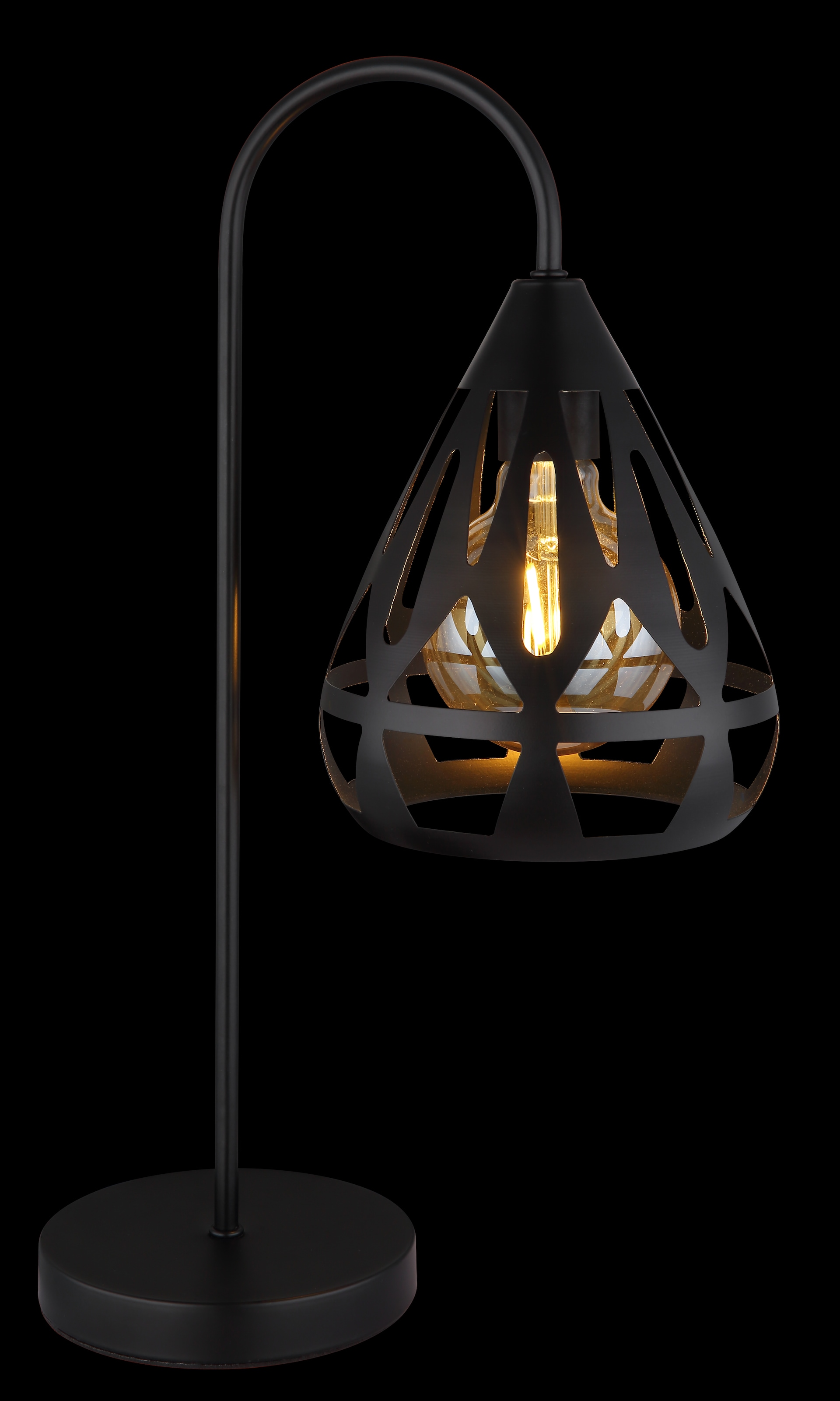 GLOBO LIGHTING Tischleuchte »HASSAN«, Leuchtmittel E27 | ohne Leuchtmittel, Tischlampe/schwarz/Dekor/Dekorstanzungen/Schlafzimmer/Wohnzimmer