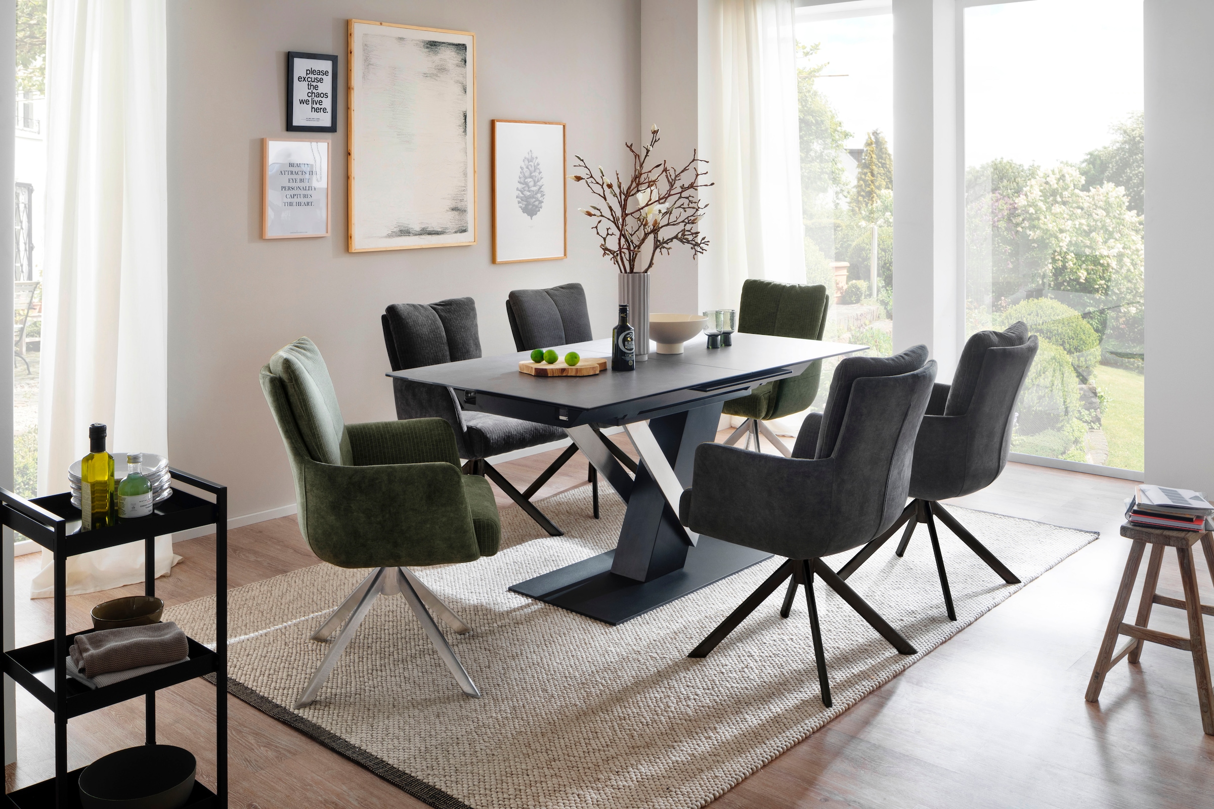 MCA furniture Esszimmerstuhl »MALIA«, (Set, 2 Stck), 360° drehbar, Taschenfederkern, Sitzhöhe ca. 49 cm