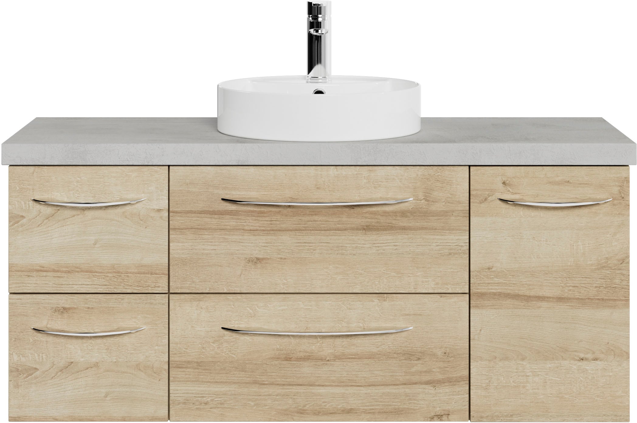 Saphir Badmöbel-Set »Serie 4035 2-teilig, Keramik-Aufsatzbecken mit LED-Spiegelschrank«, (Set), Waschplatz inkl. Türdämpfer, 120 cm breit, 4 Schubladen, 4 Türen