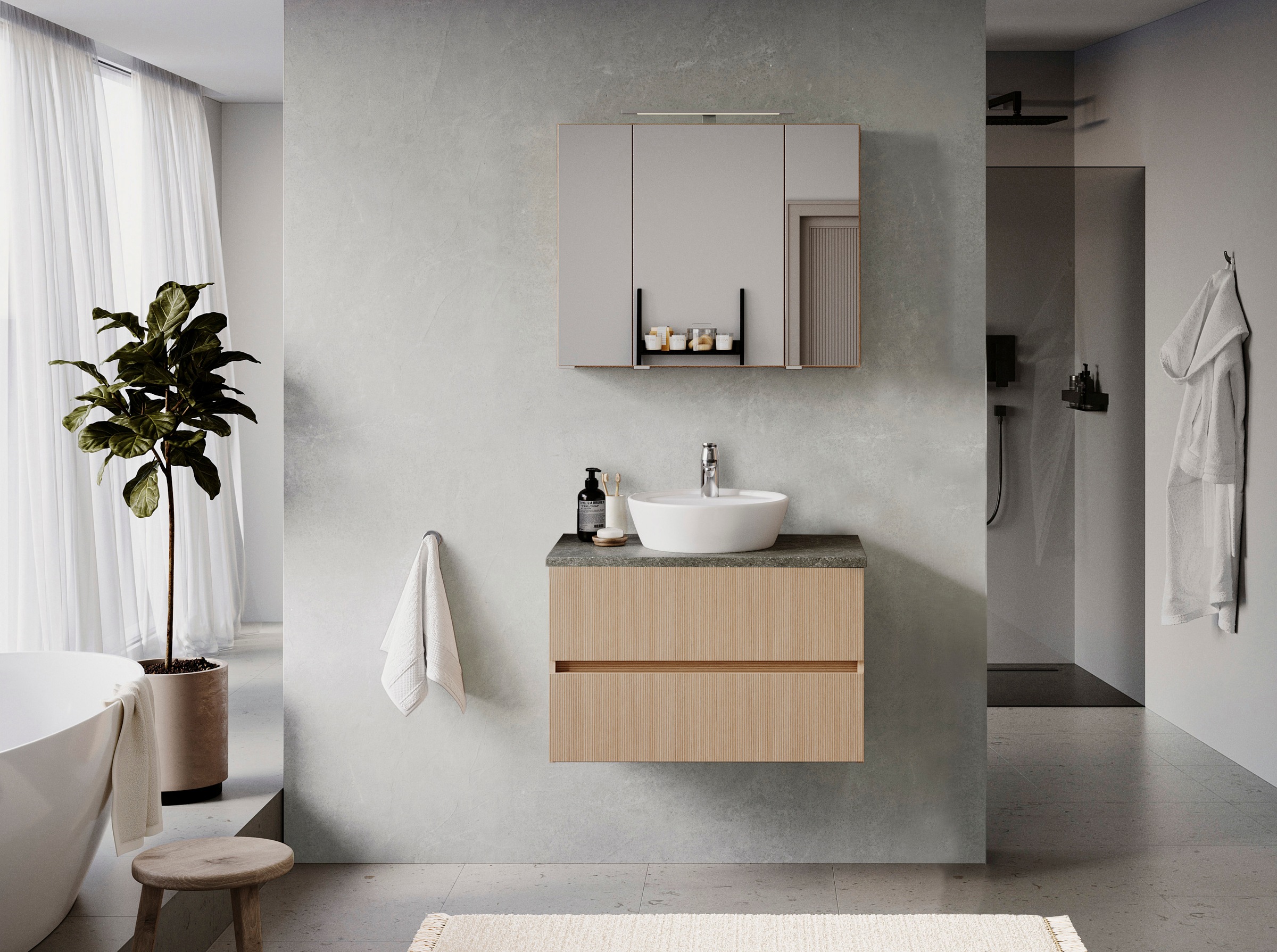 welltime Badmöbel-Set "EIXO, Set aus Spiegelschrank und Waschtisch inkl. Be günstig online kaufen