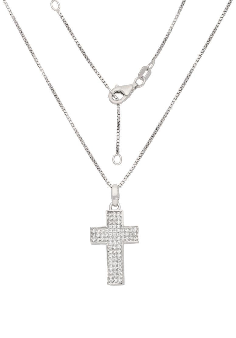 Firetti Kette mit Anhänger »Schmuck Geschenk Silber 925 Halsschmuck Halskette Venezianer Kreuz«, mit Zirkonia (synth.)