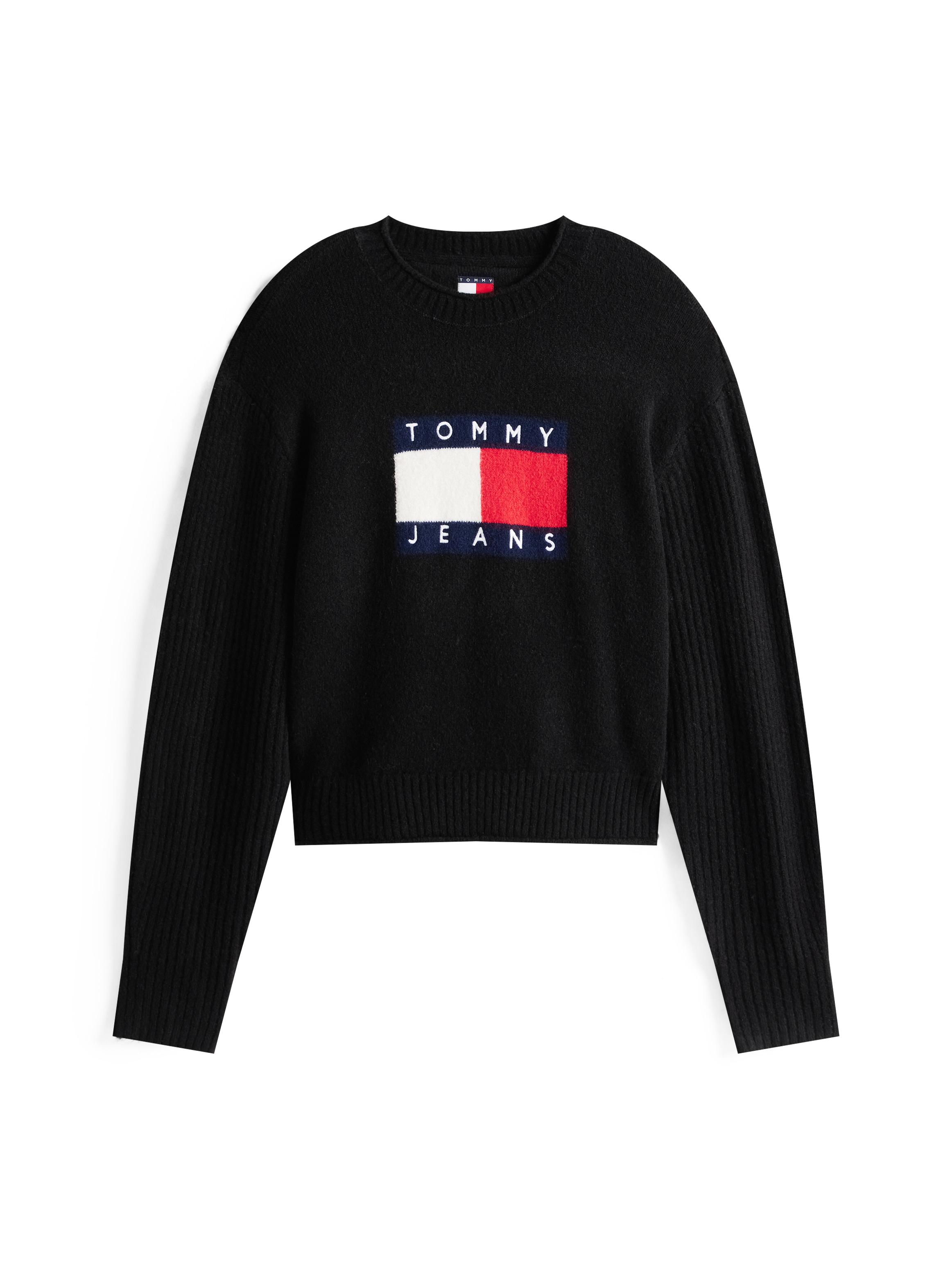 Tommy Jeans Strickpullover »TJW MELANGE FLAG SWEATER RIB EXT« in gerippter Struktur