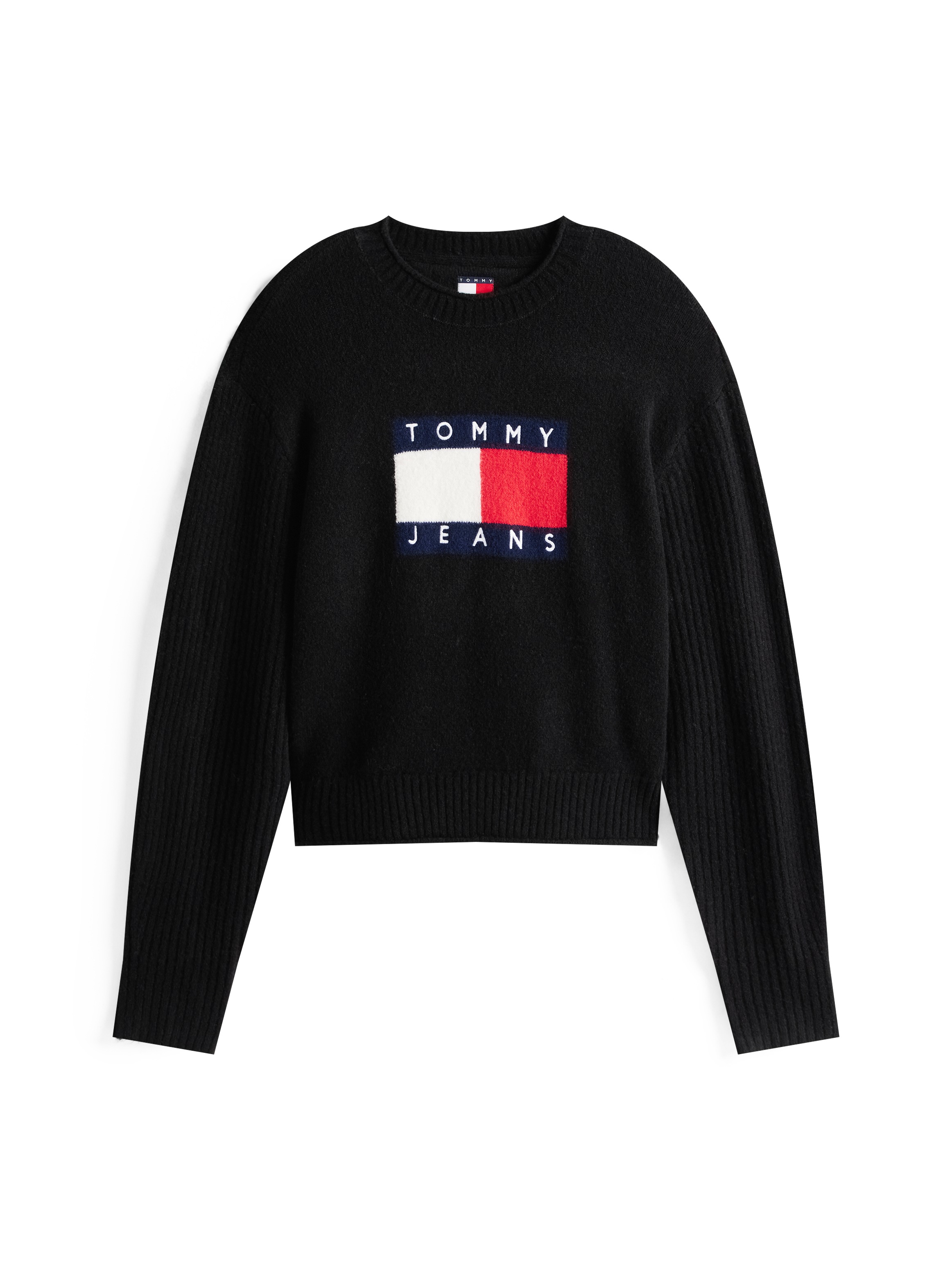Thumbnail - Tommy Jeans Strickpullover "TJW MELANGE FLAG SWEATER RIB EXT" in gerippter Struktur