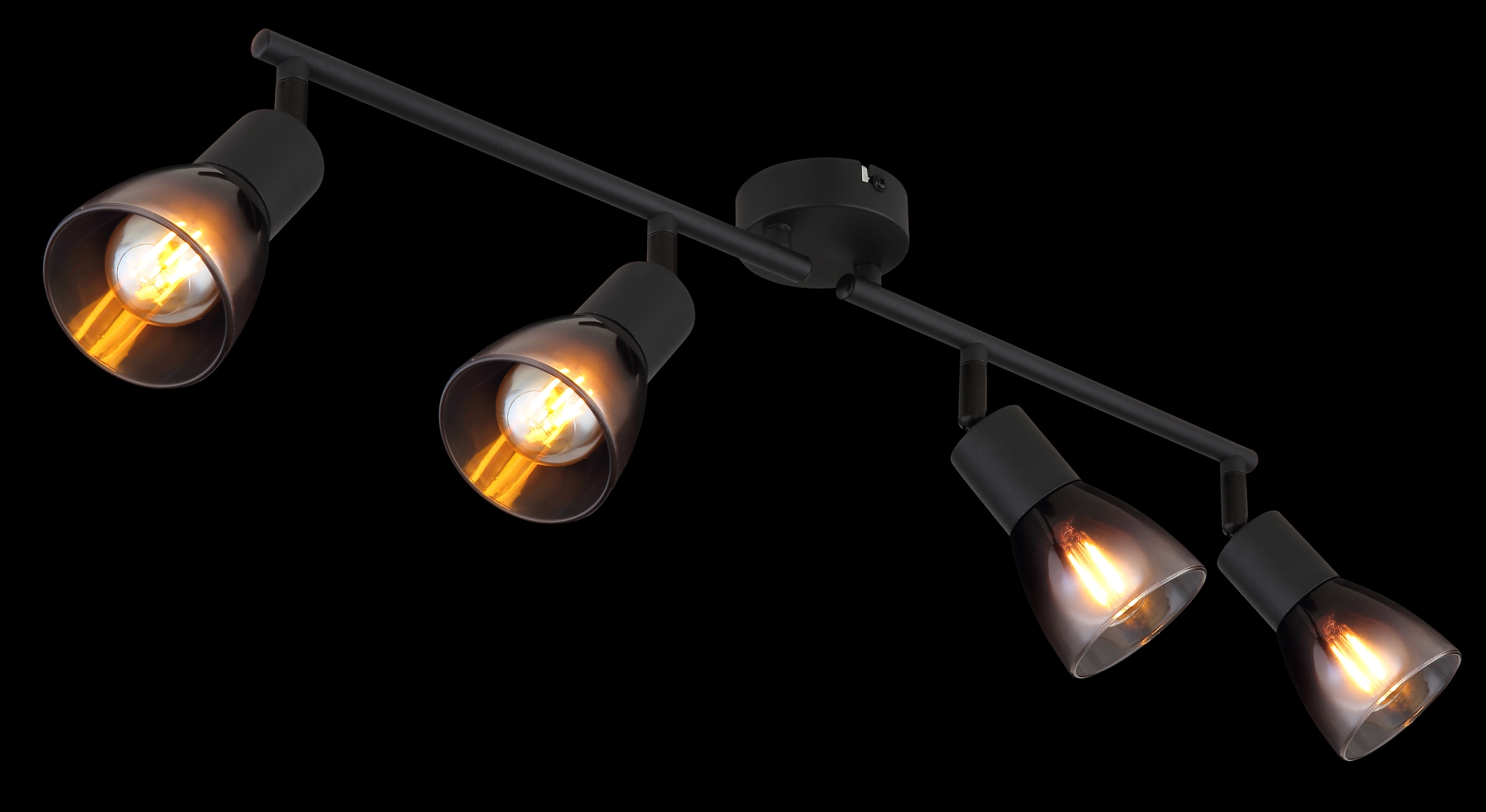 GLOBO LIGHTING Deckenstrahler »SATELLA«, Leuchtmittel E14 | ohne Leuchtmittel, Deckenspot/schwarz/Holz/Glas rauchfarben/Flur/Wohnzimmer