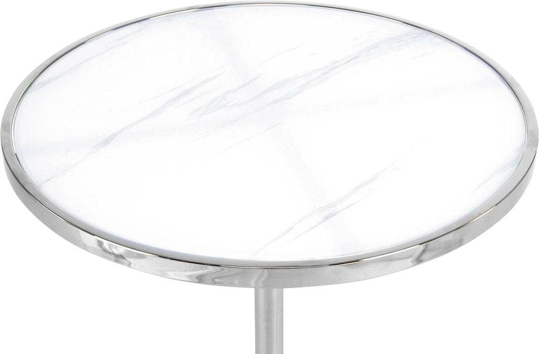 Kayoom Beistelltisch »Lana 525, luxuriöser Beistelltisch, Glamour-Optik, edles Metallgestell«, (1 St.), Ablage in Marmoroptik, Standfuß aus echtem Marmor, hochwertig