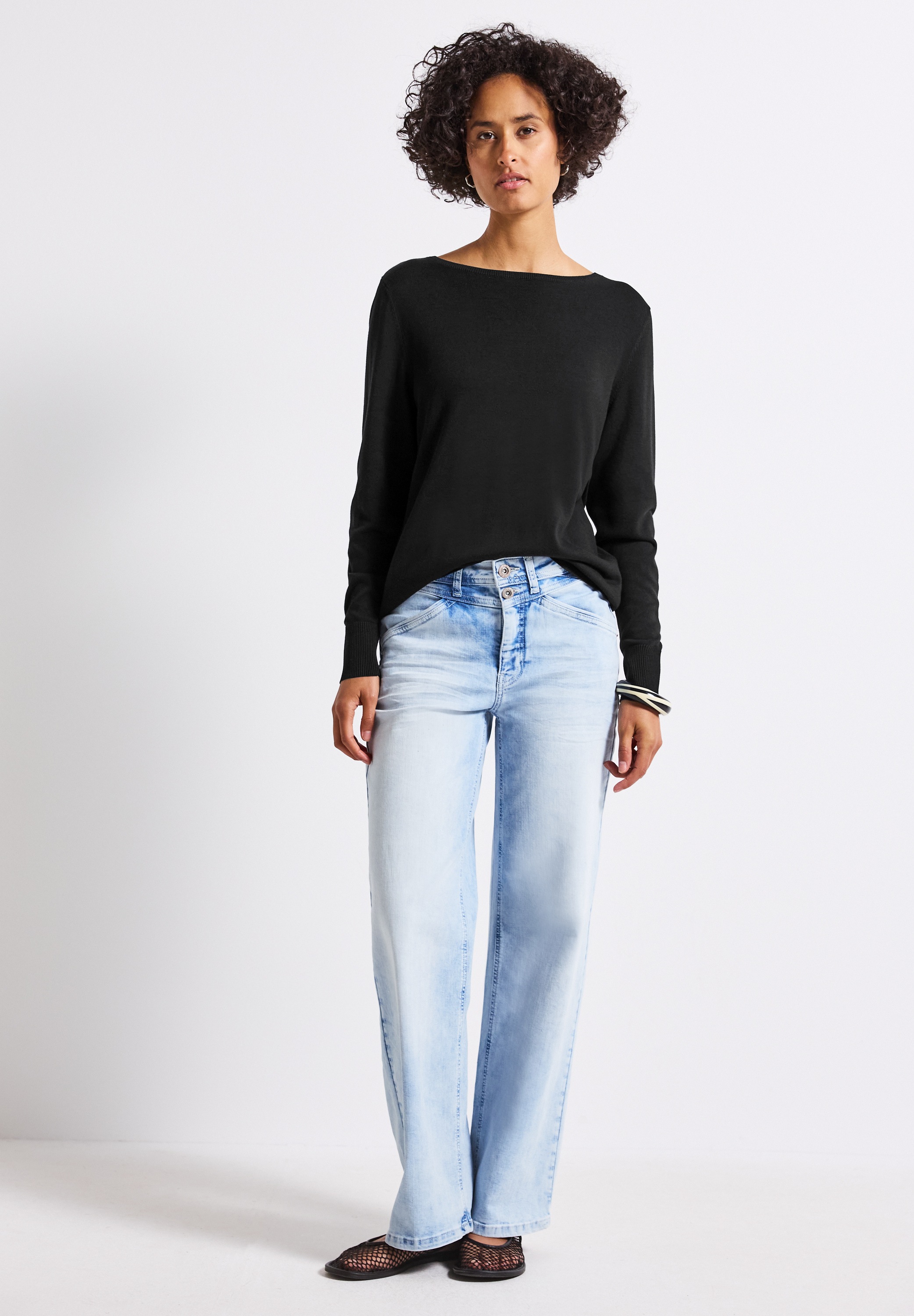 STREET ONE Strickpullover, aus elastischem Materialmix