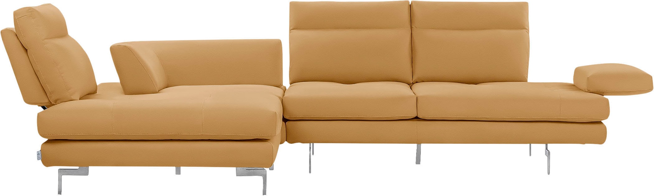 CALIA ITALIA Ecksofa »Toby Wing, L-Form, Designsofa mit sensationellem Sitzkomfort«, Sitztiefenverstell.,wahlw. mit Kissen-Set, Füße chrom glänzend