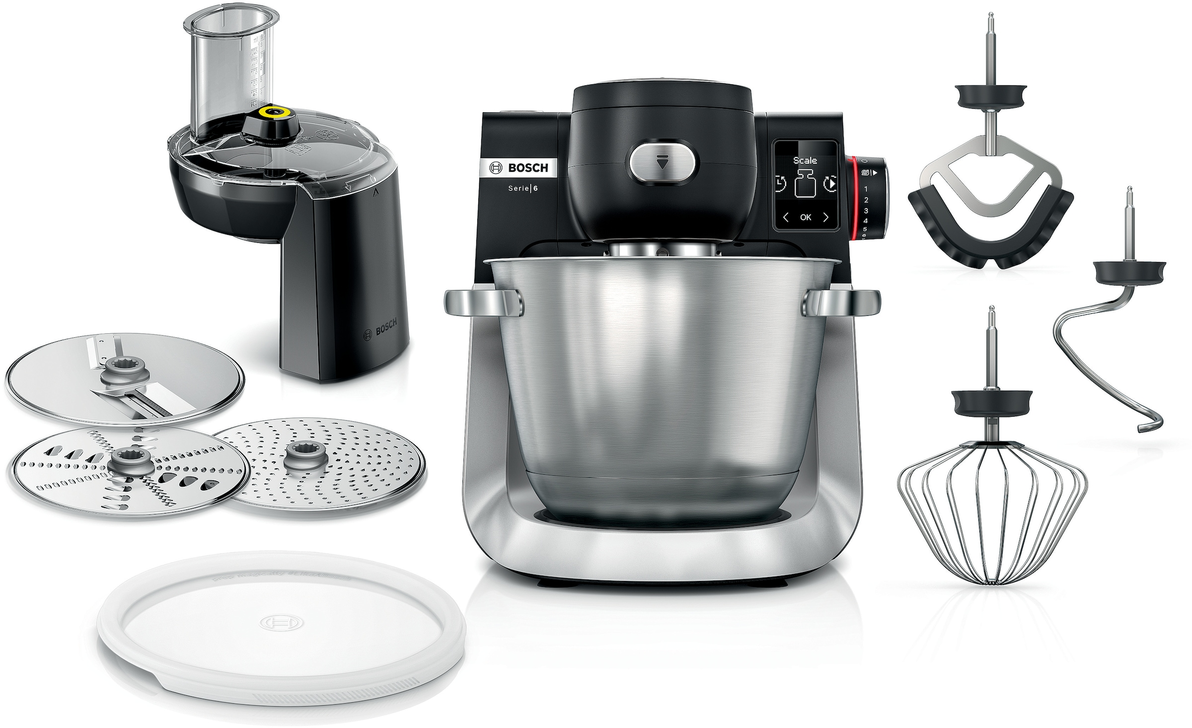 BOSCH Küchenmaschine "MUMS6ZS19D" 5,5l Schüssel Edelstahl, spülm.fest, Durchlaufschnitzler, 3 Scheiben