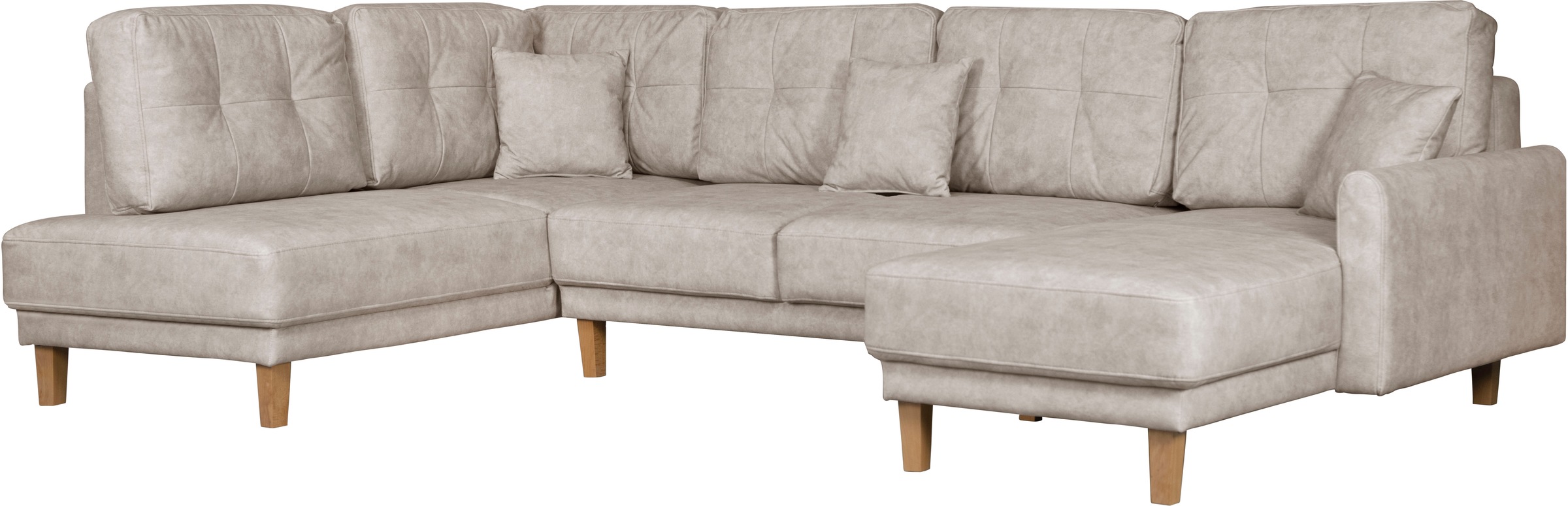 Home affaire Wohnlandschaft »TRIPLO U-Form wahlweise mit Schlaffunktion, B/T/H: 310/192/90 cm«, Schlafsofa, auch mit Bettkasten, Steppung im Rückenkissen