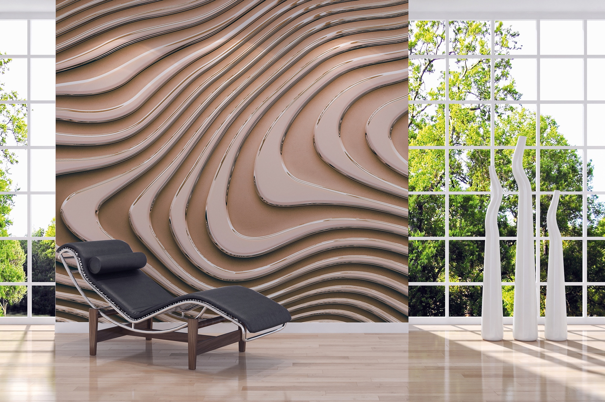 A.S. Création "3D-Tapete Wellenoptik Beige Gold Abstrakt" matt strukturiert
