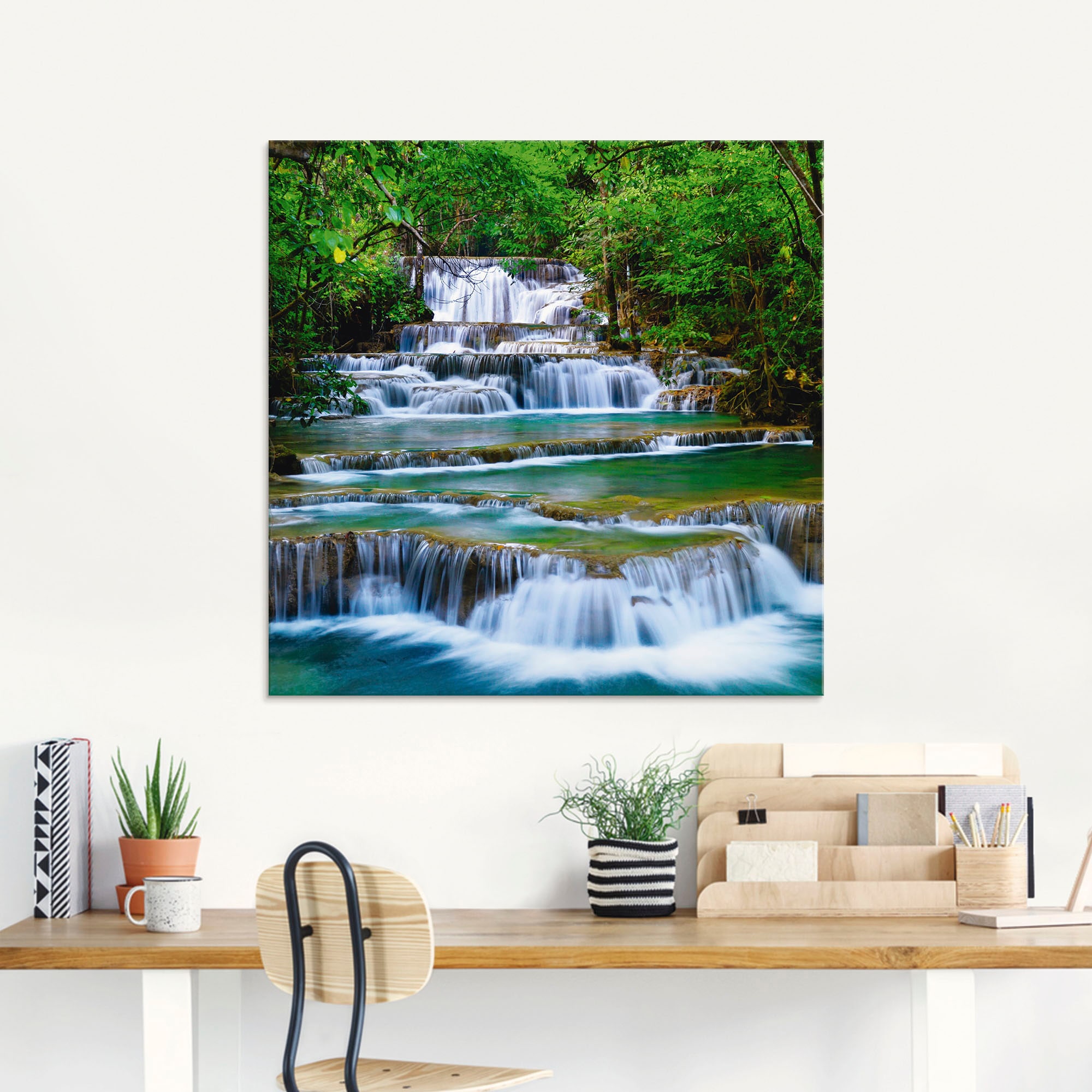 Artland Glasbild "Tiefen Wald Wasserfall" Gewässer 1 Stk. tlg. in verschied günstig online kaufen