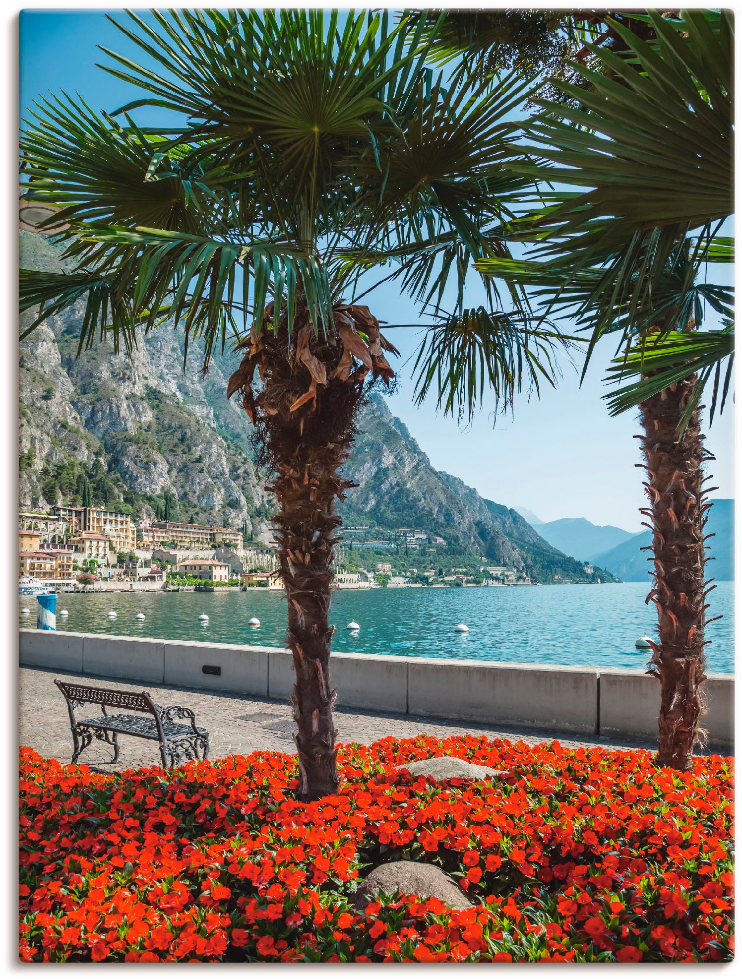 Artland Leinwandbild "Gardasee Limone sul" Europa 1 Stk. tlg. auf Keilrahme günstig online kaufen