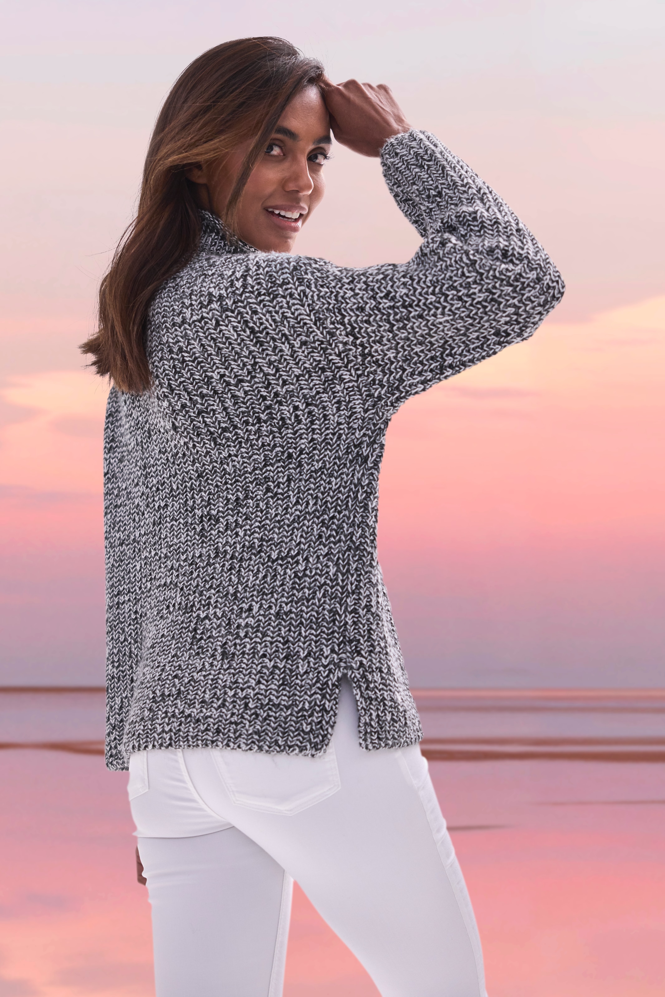 Buffalo Stehkragenpullover in Melange-Optik, warmer Strick