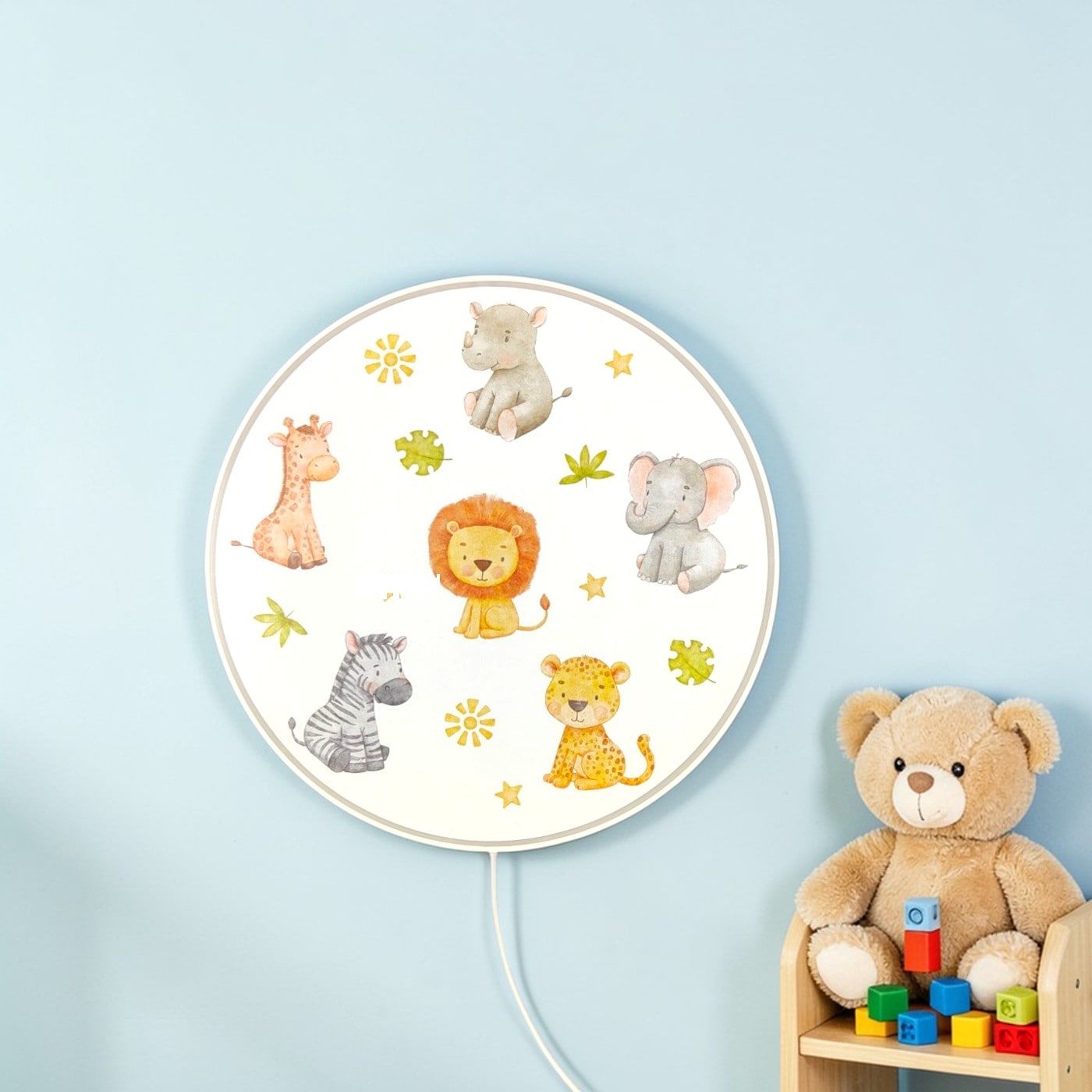 niermann Wandleuchte »Kinderlampe mit Motiv "Little Safari", Kinderzimmer« E14 1 Stk. bruchsicheres Gehäuse, Schalter im Anschlusskabel, Made in Germany