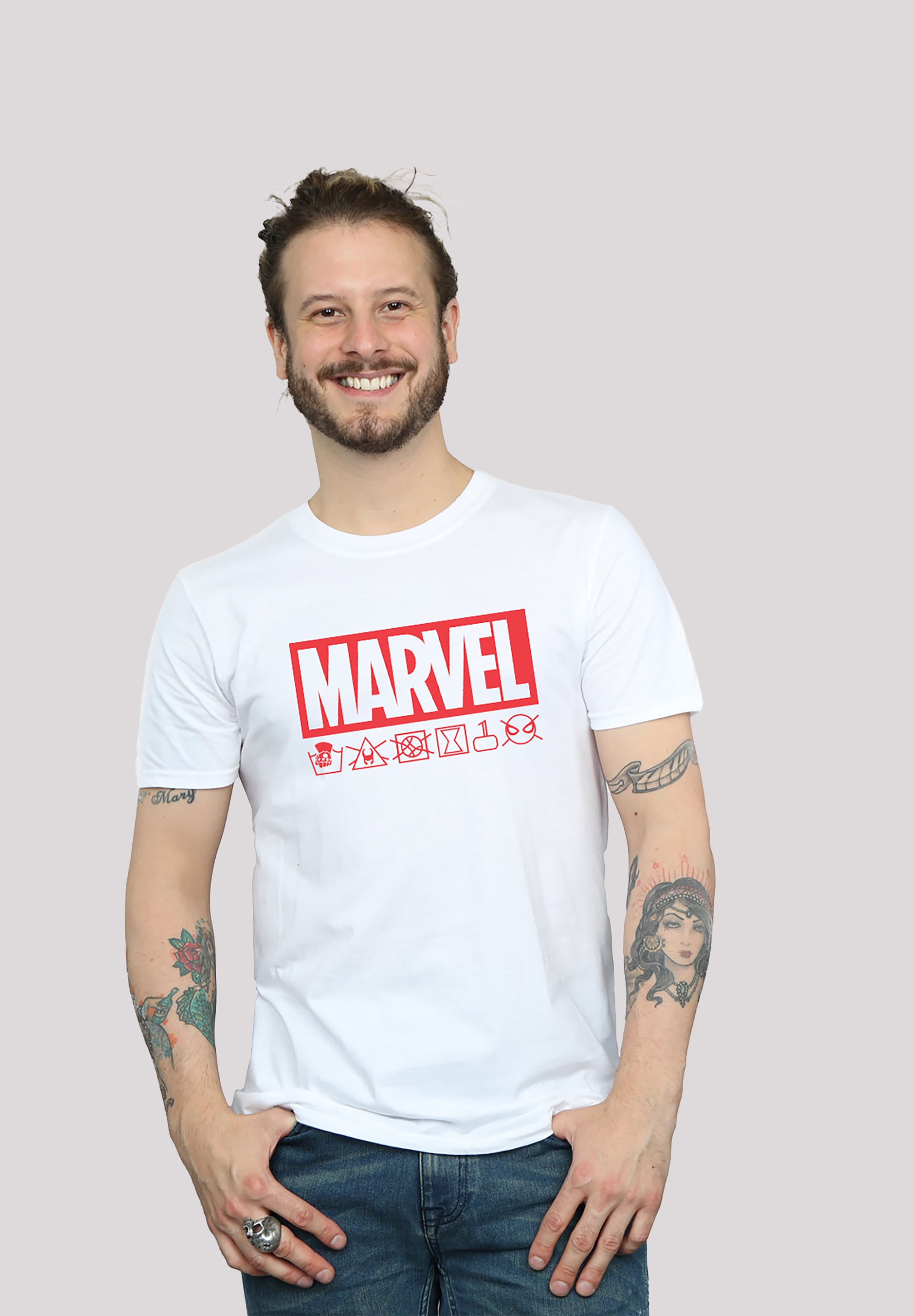 F4NT4STIC T-Shirt "Marvel Logo Waschsymbole", Print günstig online kaufen