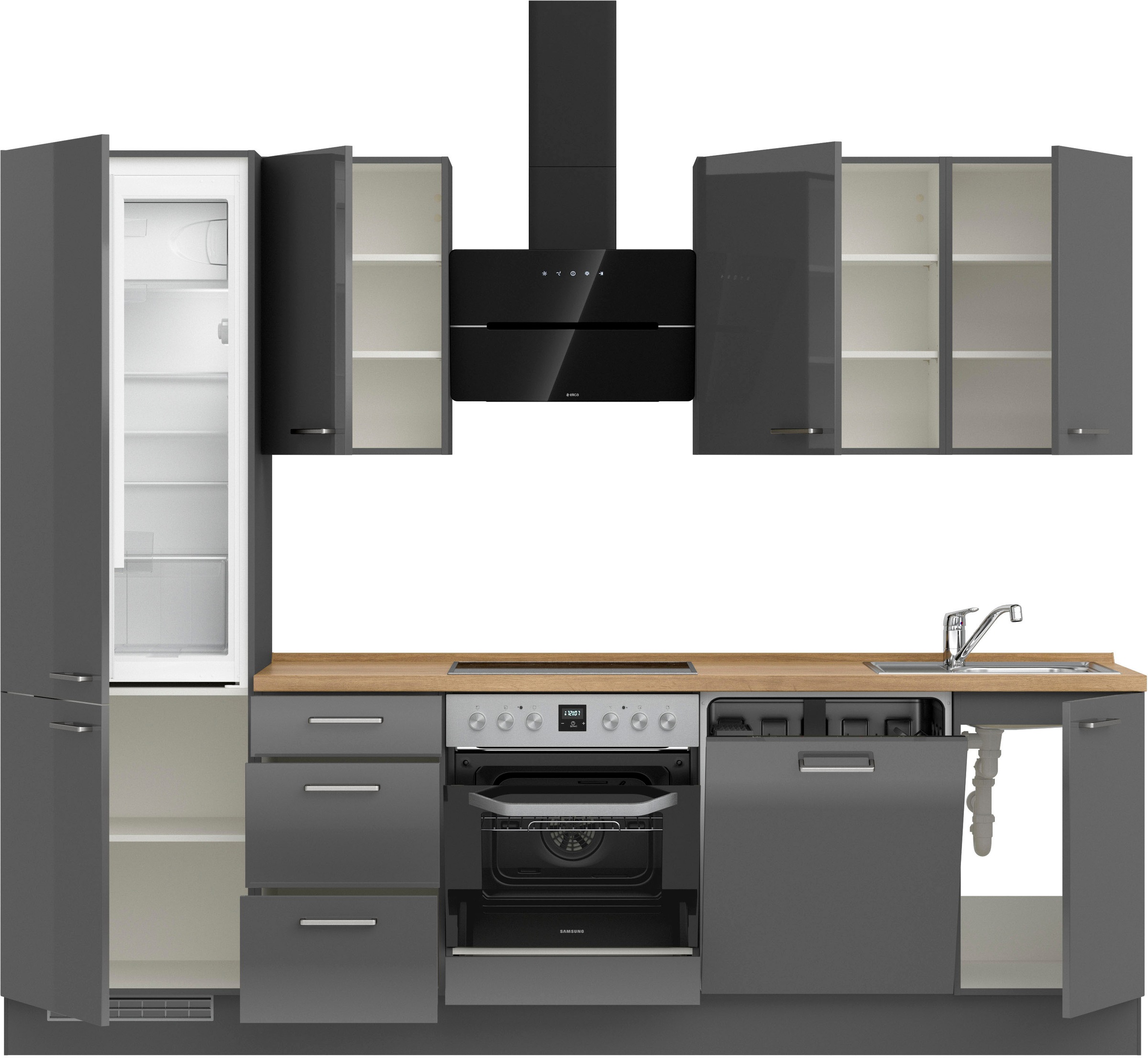 nobilia® Küchenzeile »"Flash II"«, vormontiert, Ausrichtung wählbar, Breite 270 cm, wahlw. mit E-Geräten