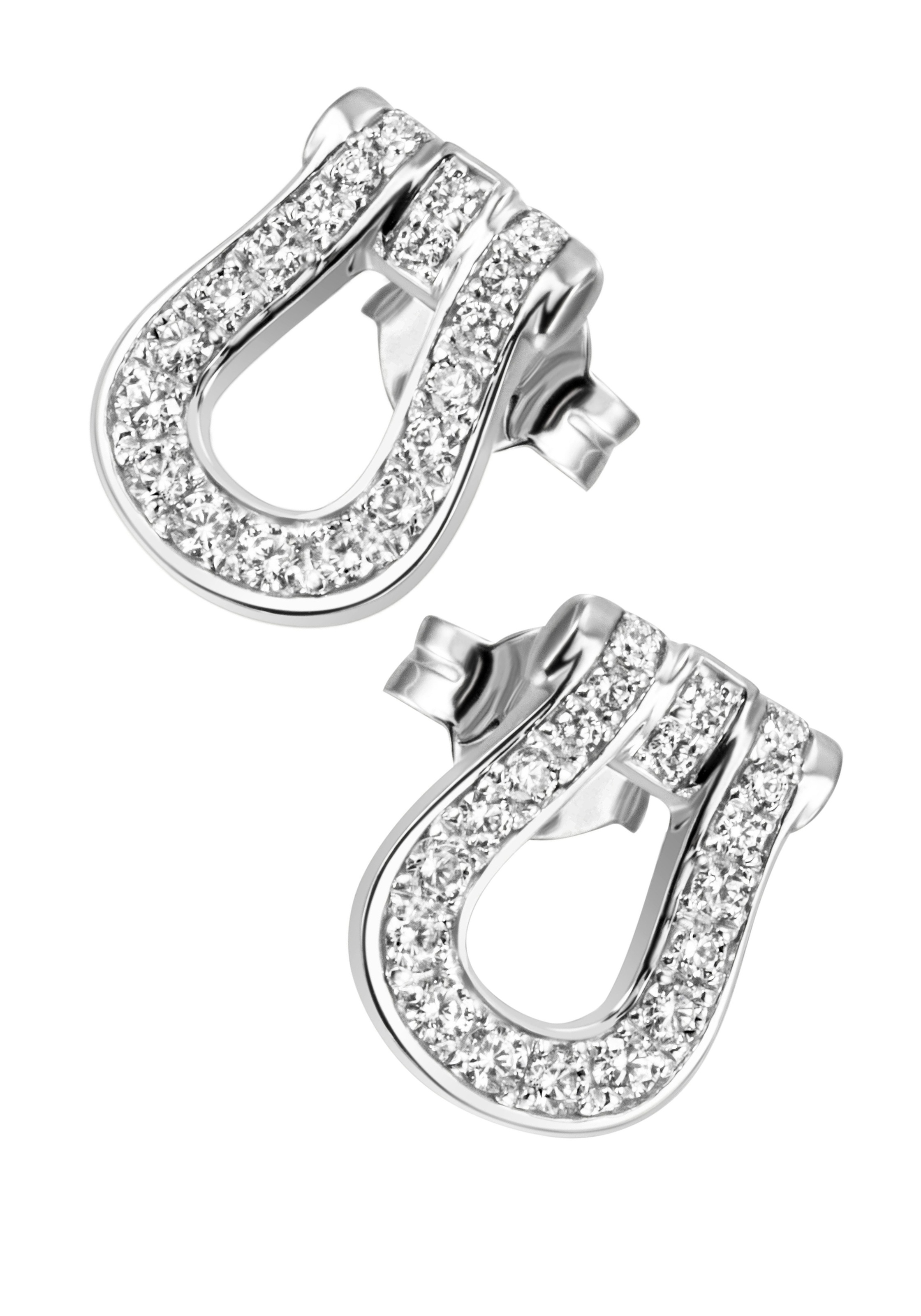 Paar Ohrstecker JOBO "Ohrringe Silberohrringe 11 mm", silber 925, weiß, Ohrringe, Damen, Silber 925 (Sterlingsilber), 925 Silber rhodiniert mit 38 Zirkonia