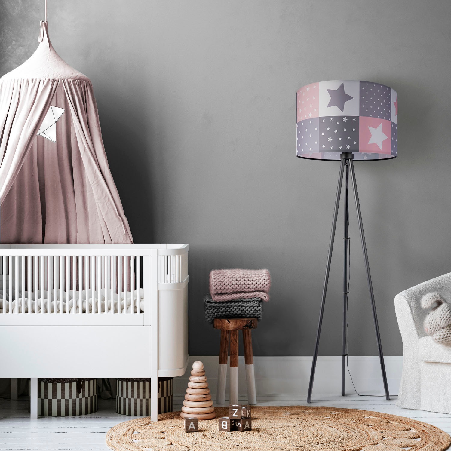 Paco Home Stehlampe »Trina Cosmo«, Leuchtmittel E27 | ohne Leuchtmittel, Kinderlampe LED Kinderzimmer Lampe Sternen Motiv, Stehleuchte E27